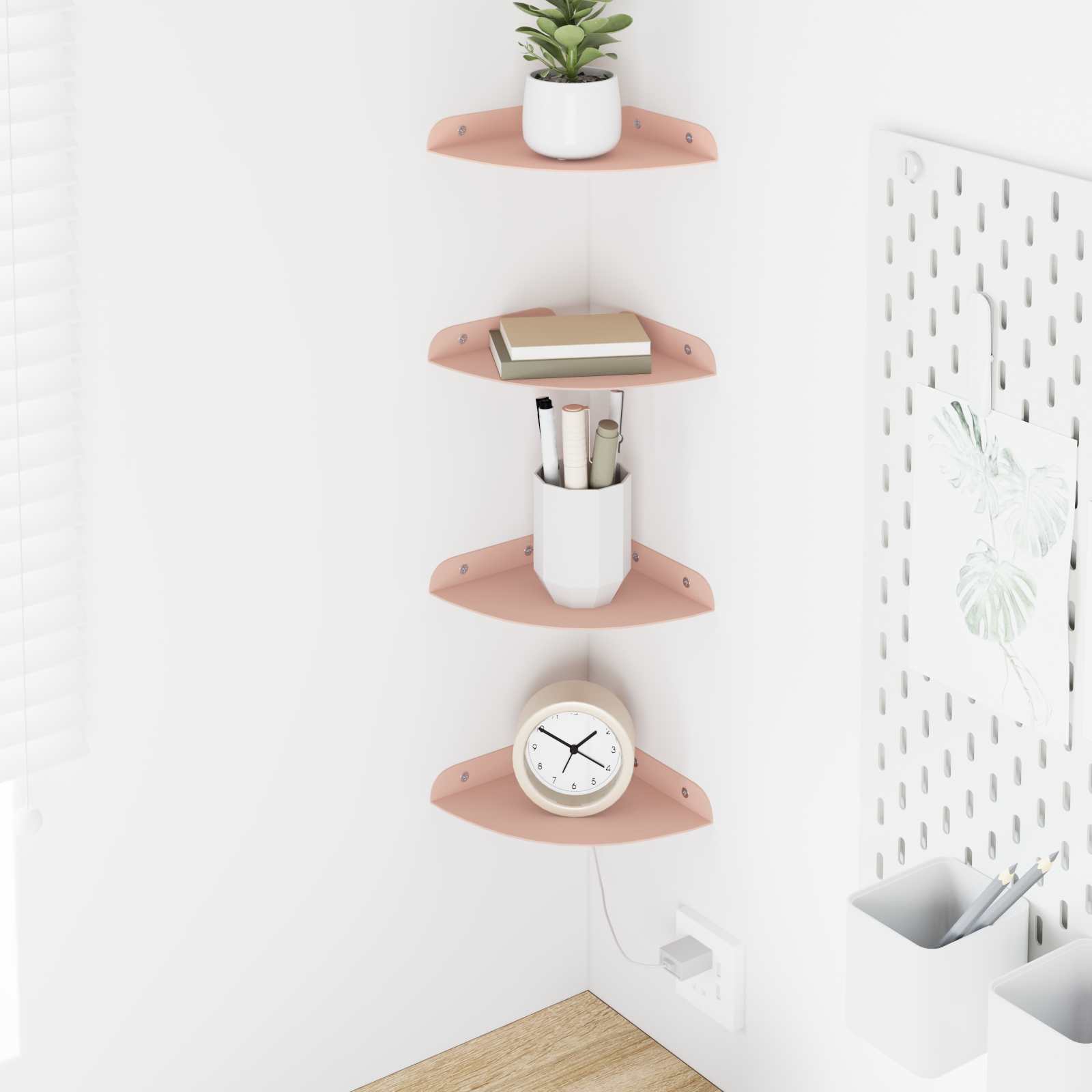 Półka wisząca z półką 4 pcs Różowy 15 x 15 x 2 cm vidaXL