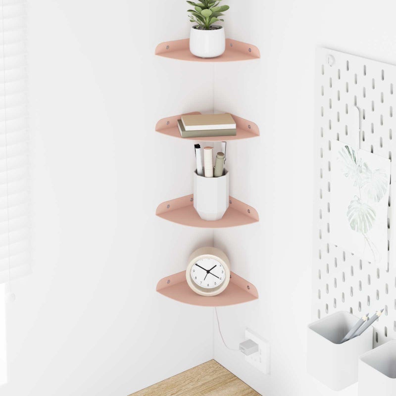 Półka wisząca z półką 4 pcs Różowy 15 x 15 x 2 cm vidaXL