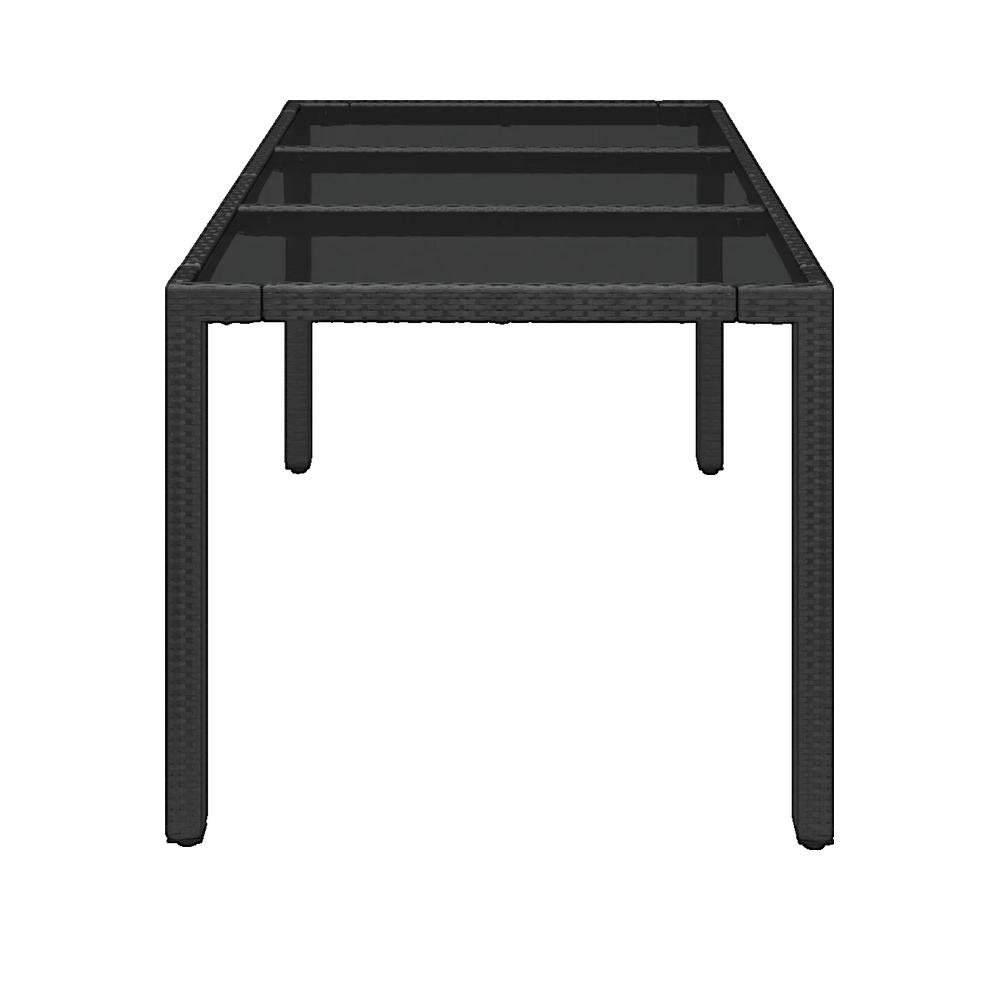 Stół ogrodowy vidaXL Czarny z żywicy plecionej i hartowanego szkła 150x90x75cm