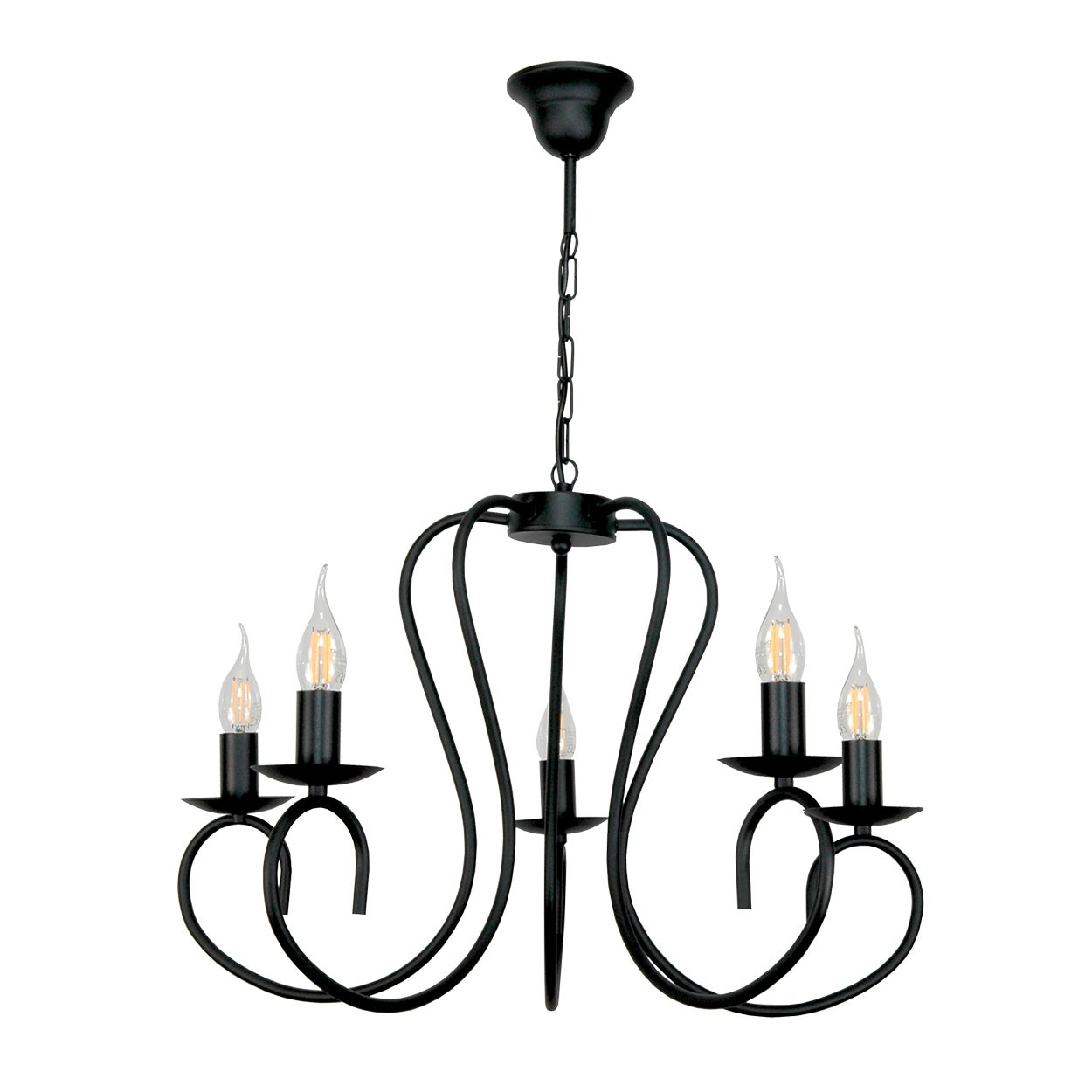 Lampa wisząca czarna do salonu 5xE14 PLOMYK industrialna loft Edylit