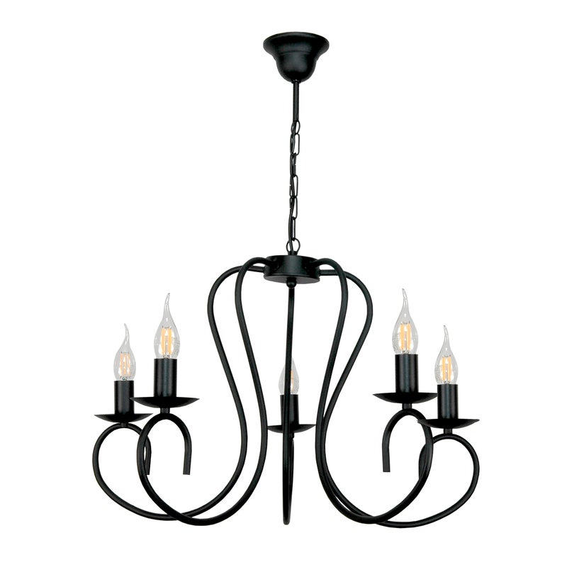 Lampa wisząca czarna do salonu 5xE14 PLOMYK industrialna loft Edylit