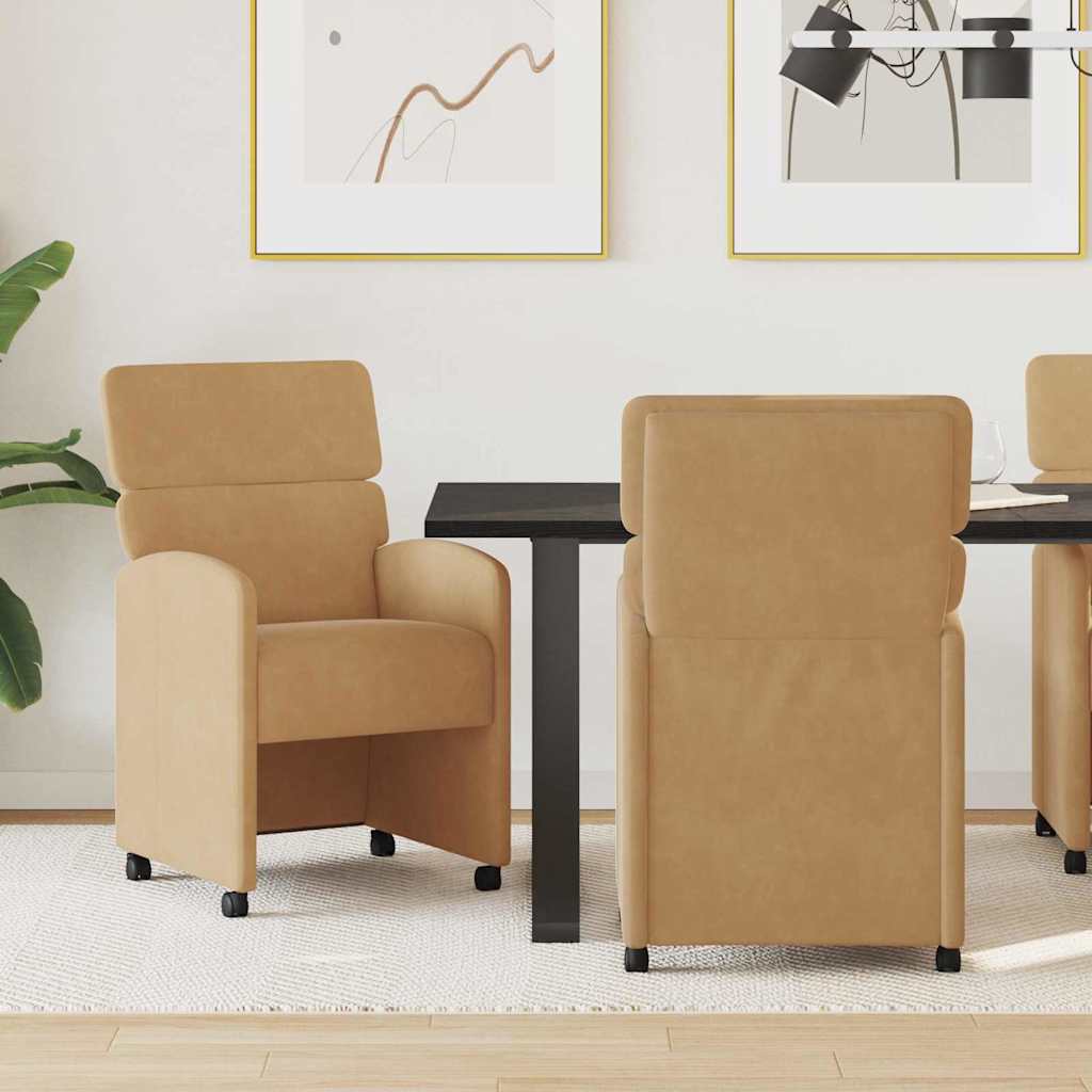 Krzesełka jadalne na kółkach 2 pcs Brązowy 58 x 65 x 98 cm vidaXL