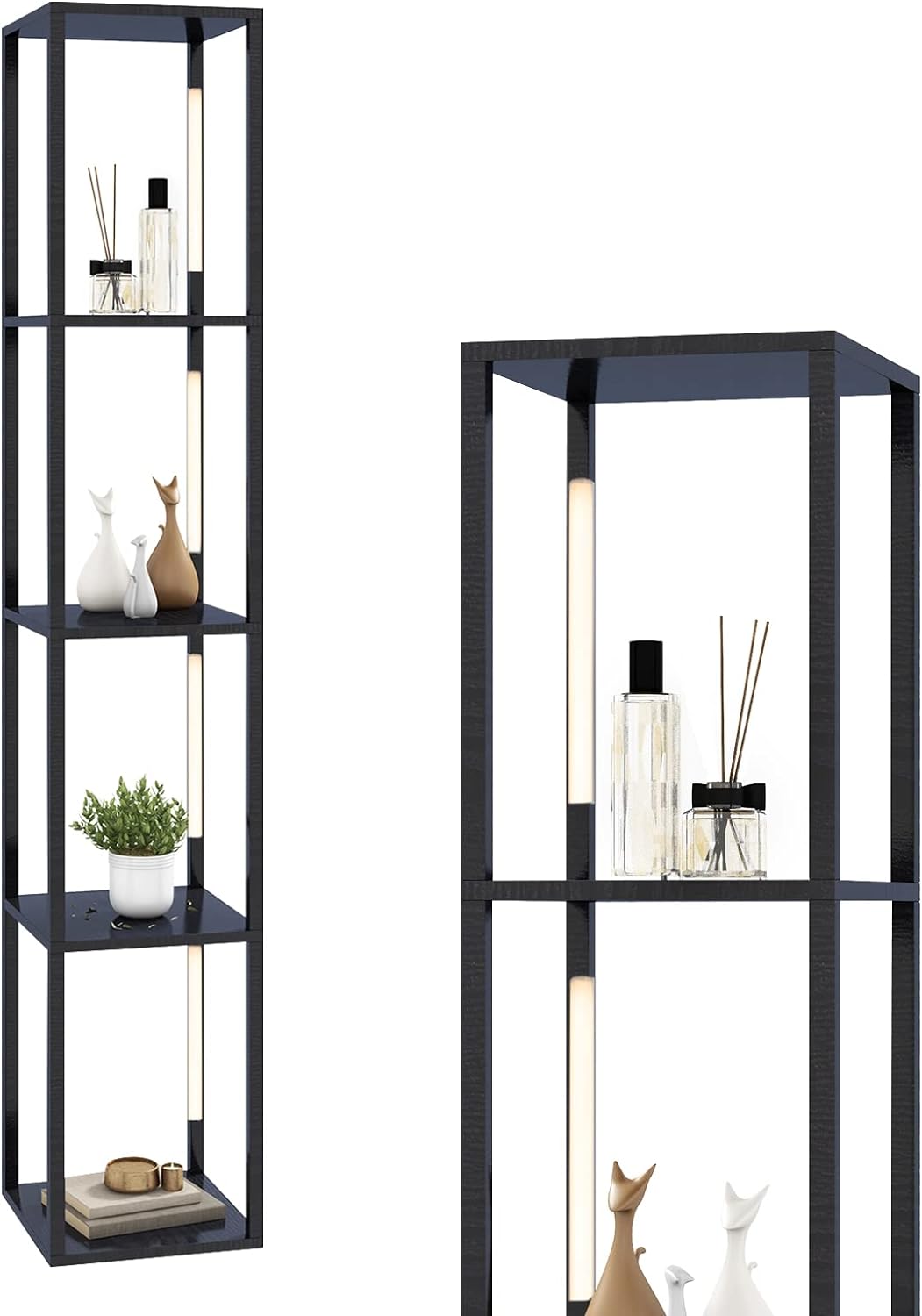 Lampa stojąca Salon 163 cm z 4 półkami Żarówki LED z 3 poziomami jasności