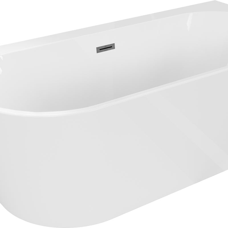 Mexen Oval+ wanna wolnostojąca przyścienna 170 x 80 cm, biała, przelew gun gray szczotkowany - 52681708000-66