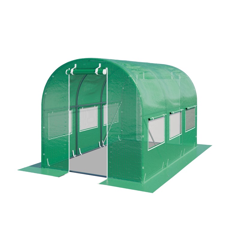 TOOLPORT Tunel foliowy Szklarnia foliowa 2x3m z oknami - Plandeka PE o gramaturze 180g/m² zielony przezroczysta