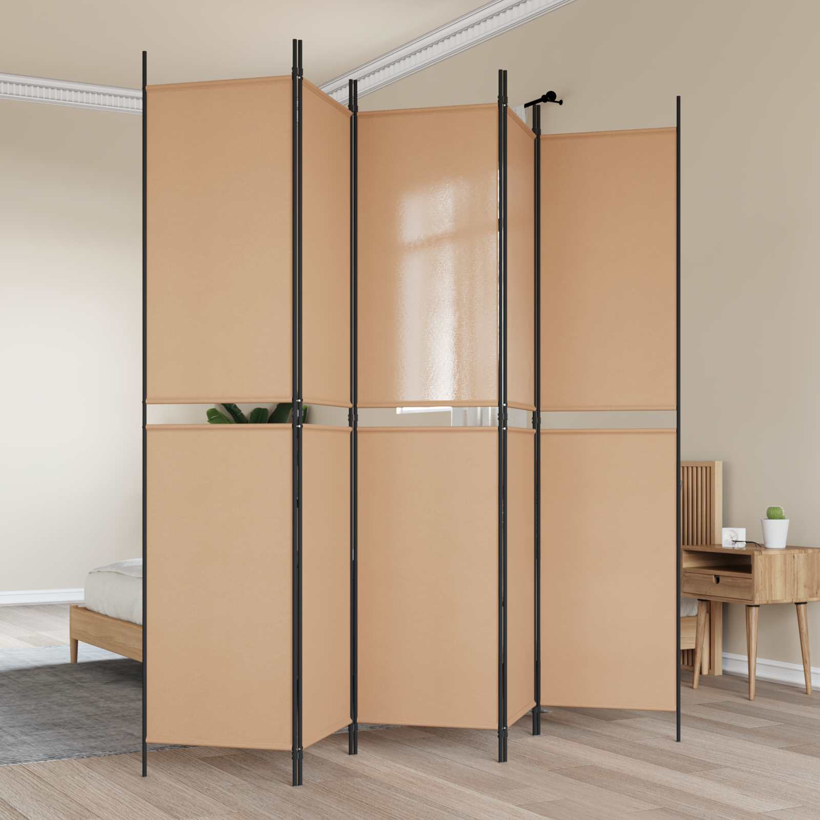 5-panelowy parawan Beżowy 250 x 220 cm tkanina vidaXL