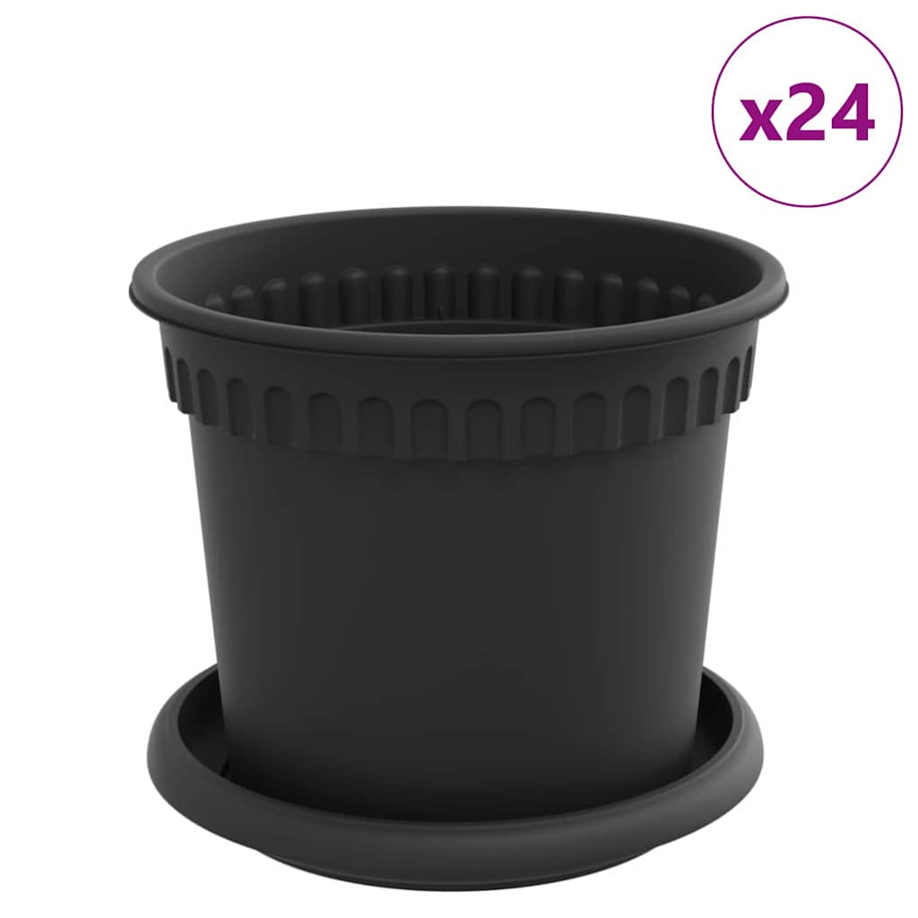 Doniczki 24 pcs Czarny Ø 15 x 12 cm Z tworzywa sztucznego