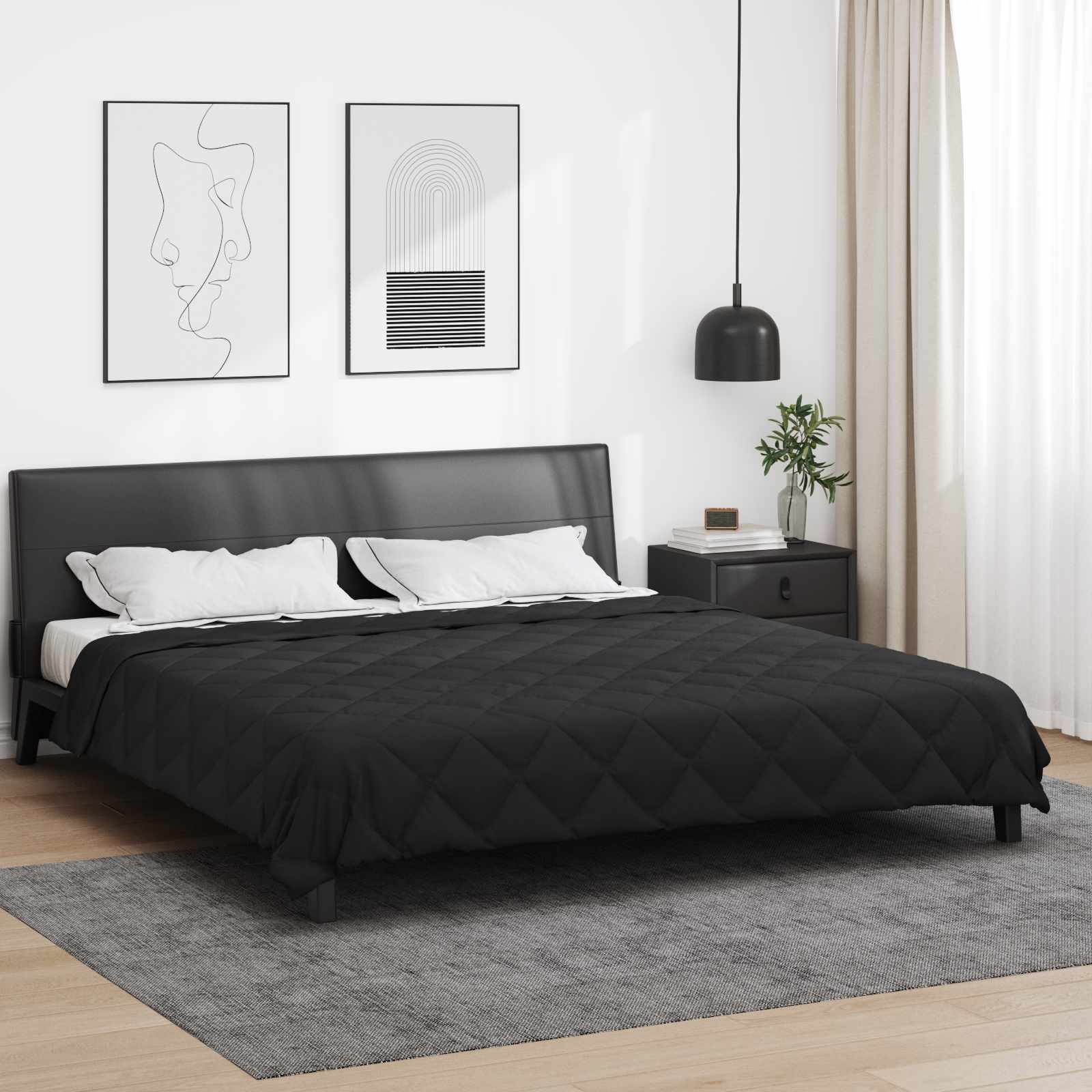 Kołdra na cały rok Czarny 220 x 240 cm Mikrofibra vidaXL
