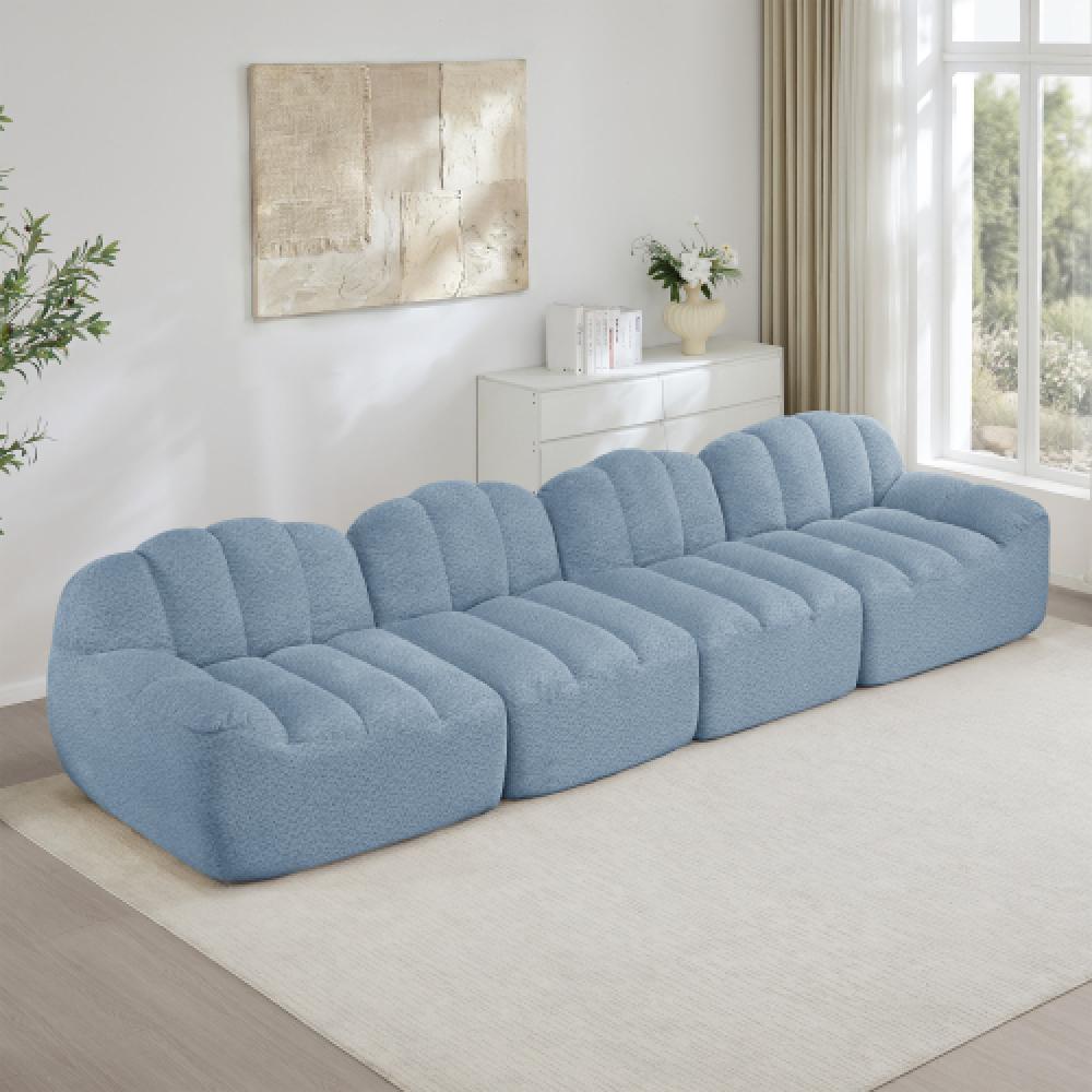 Modułowa sofa 4-osobowa w stylu muszli z głębokimi poduszkami, odpowiednia do salonów i mieszkań, nie wymaga montażu