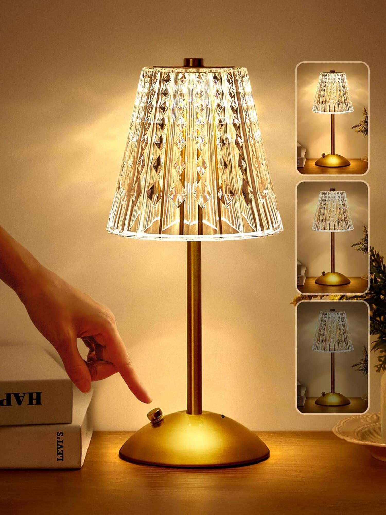 Akumulatorowa bezprzewodowa lampka nocna – 3-kolorowa lampa dotykowa do sypialni, salonu, hotelu, elegancki i praktyczny design