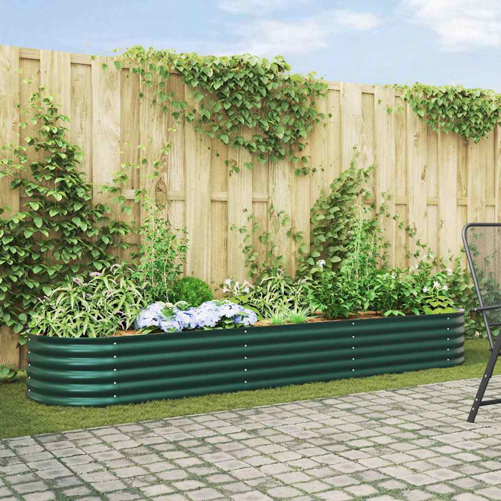 Podniesiony grządka Zielony 320 x 80 x 44 cm Stal vidaXL