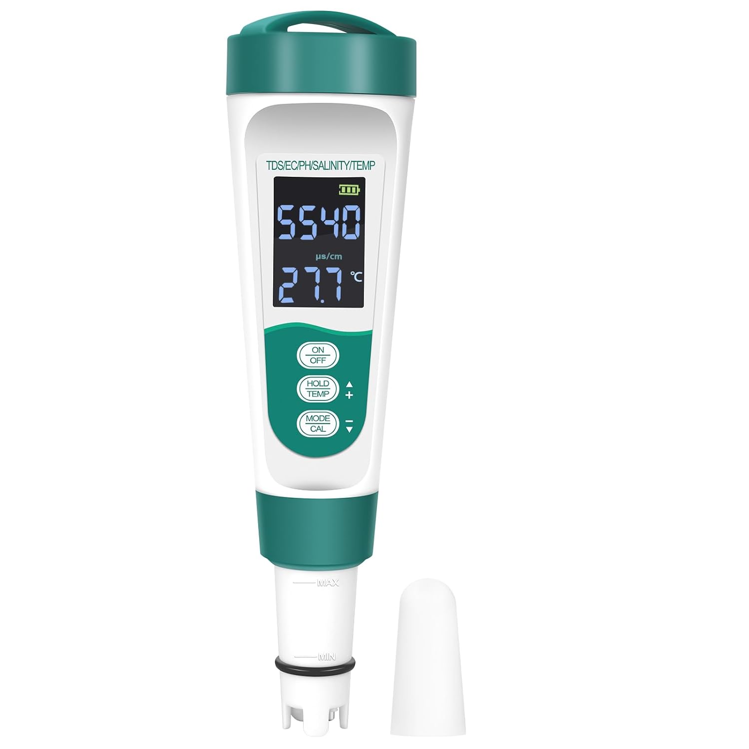 w 1 cyfrowy miernik pH, tester pH, 5 w 1 miernik pH klasy spożywczej (pH/TDS/EC/SALT/TEMP), cyfrowy miernik pH z podświetlanym wyświetlaczem LCD