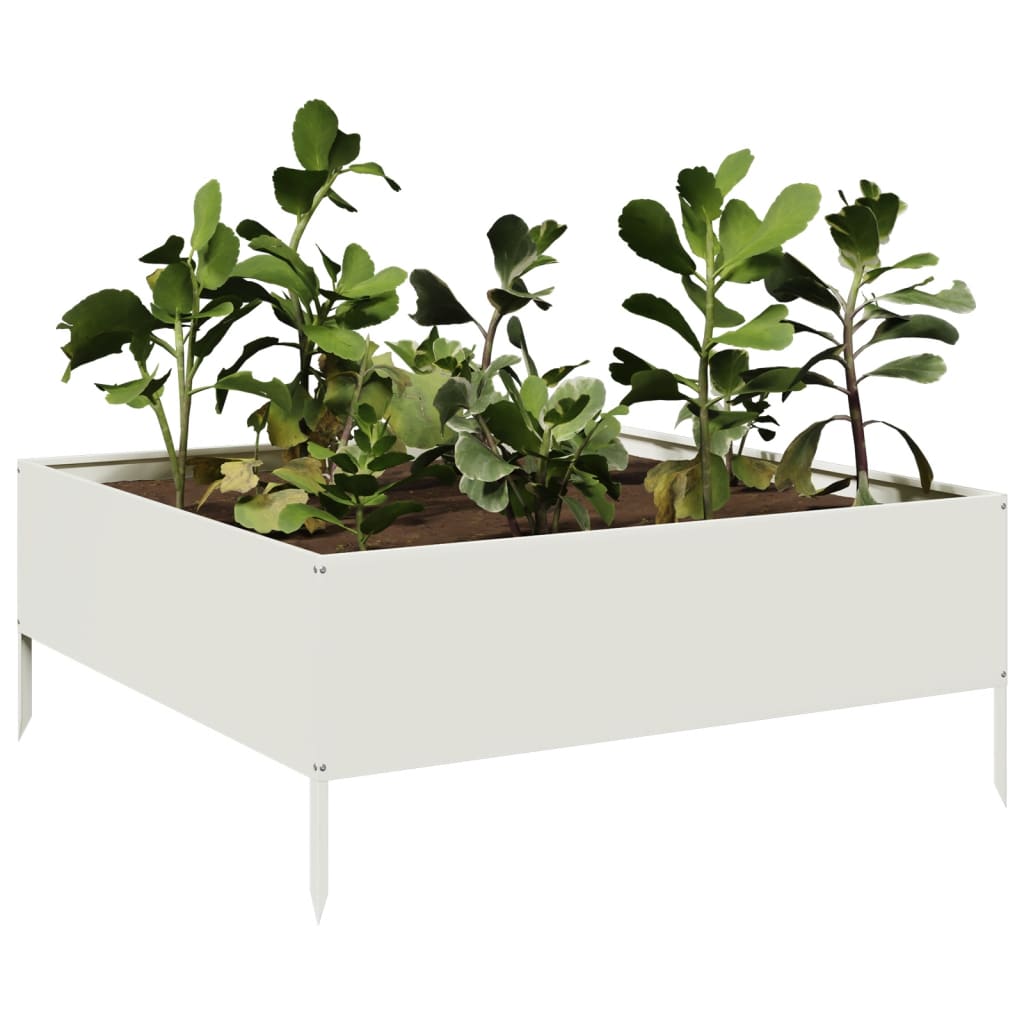 Podwyższona donica, biała, 100x100x41 cm, stal