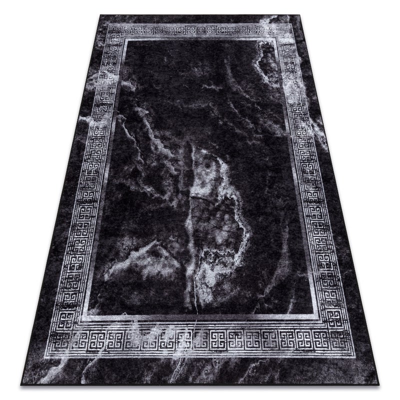 Dywan do prania MIRO 51278.810 Marmur, grecki antypoślizgowy - czarny / biały 80x150 cm