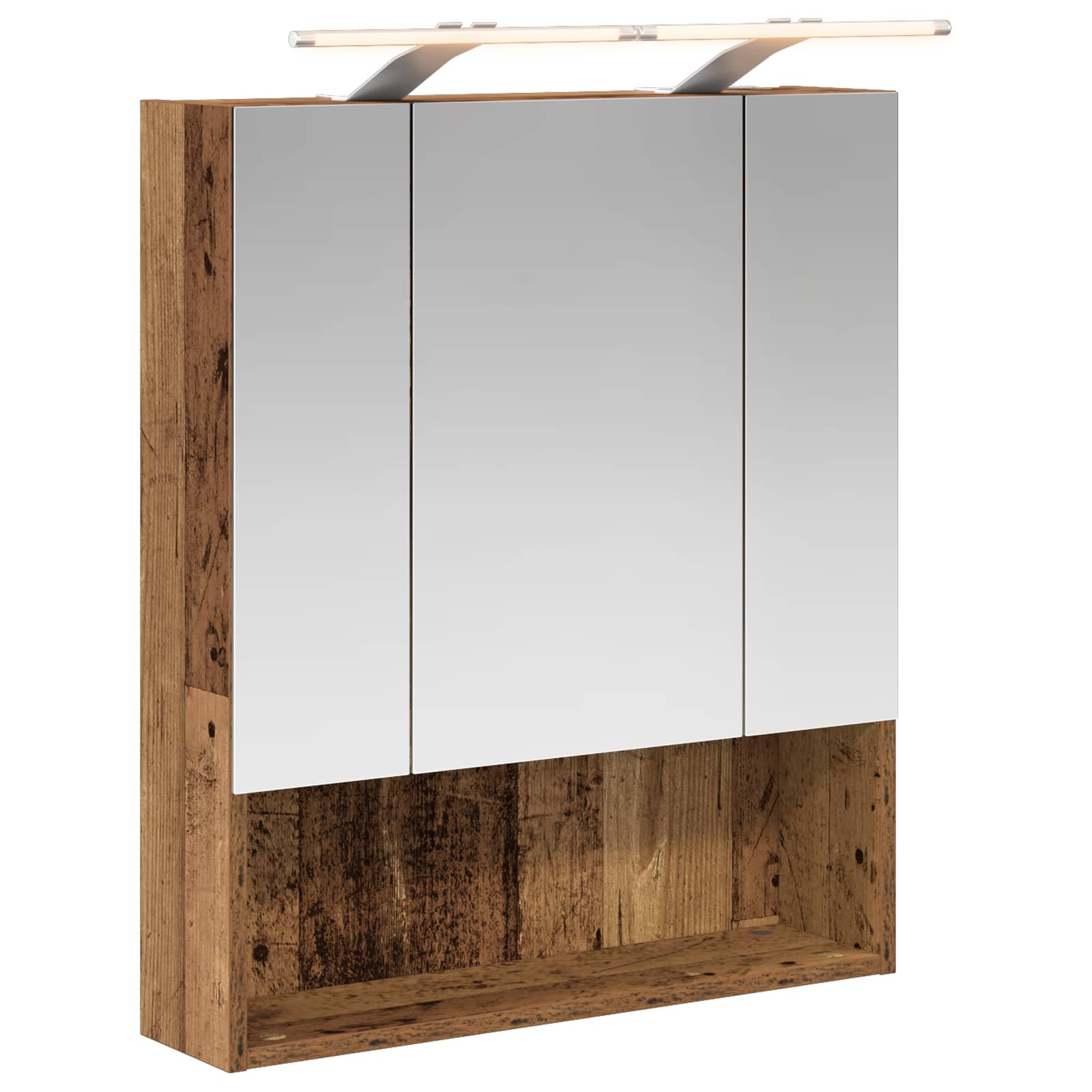 Szafka z lustrem do łazienki Stare drewno 60 x 14.5 x 70 cm