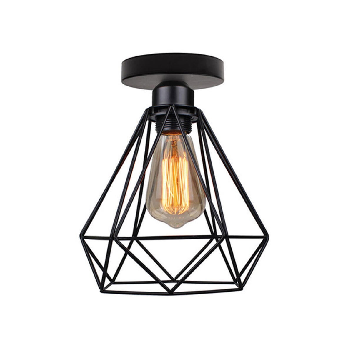 Lampa wisząca metalowa w stylu industrialnym, mini oprawka retro E27, idealna do przedpokoju lub wejścia, czarna, średnica 20 cm.