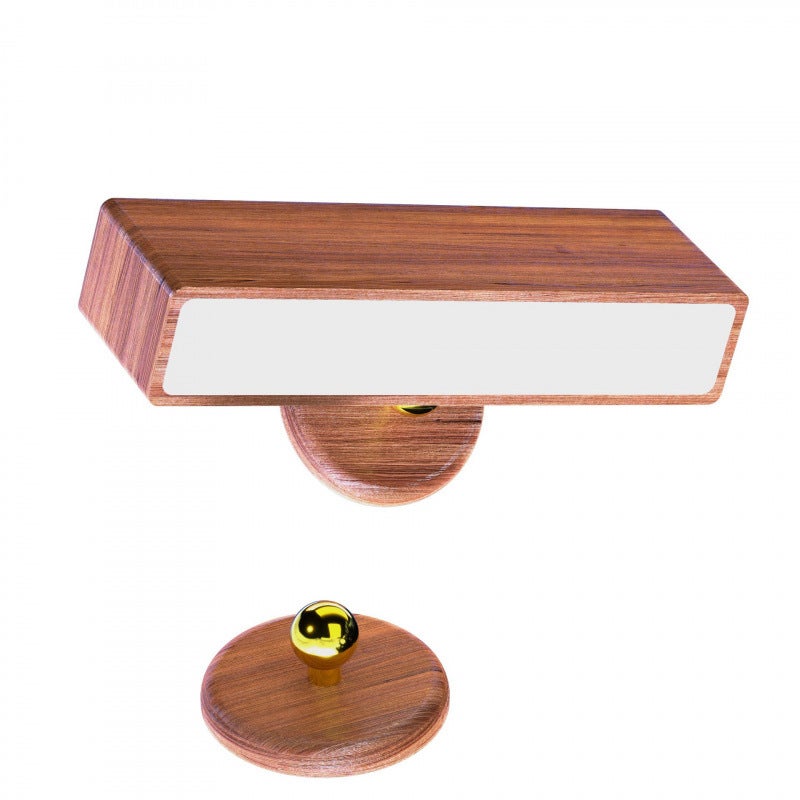 Akumulatorowa lampa ścienna LED, magnetyczna lampka nocna, regulowana jasność, obrotowa o 360° lampa do czytania z dotykiem, wykonana z drewna orzech