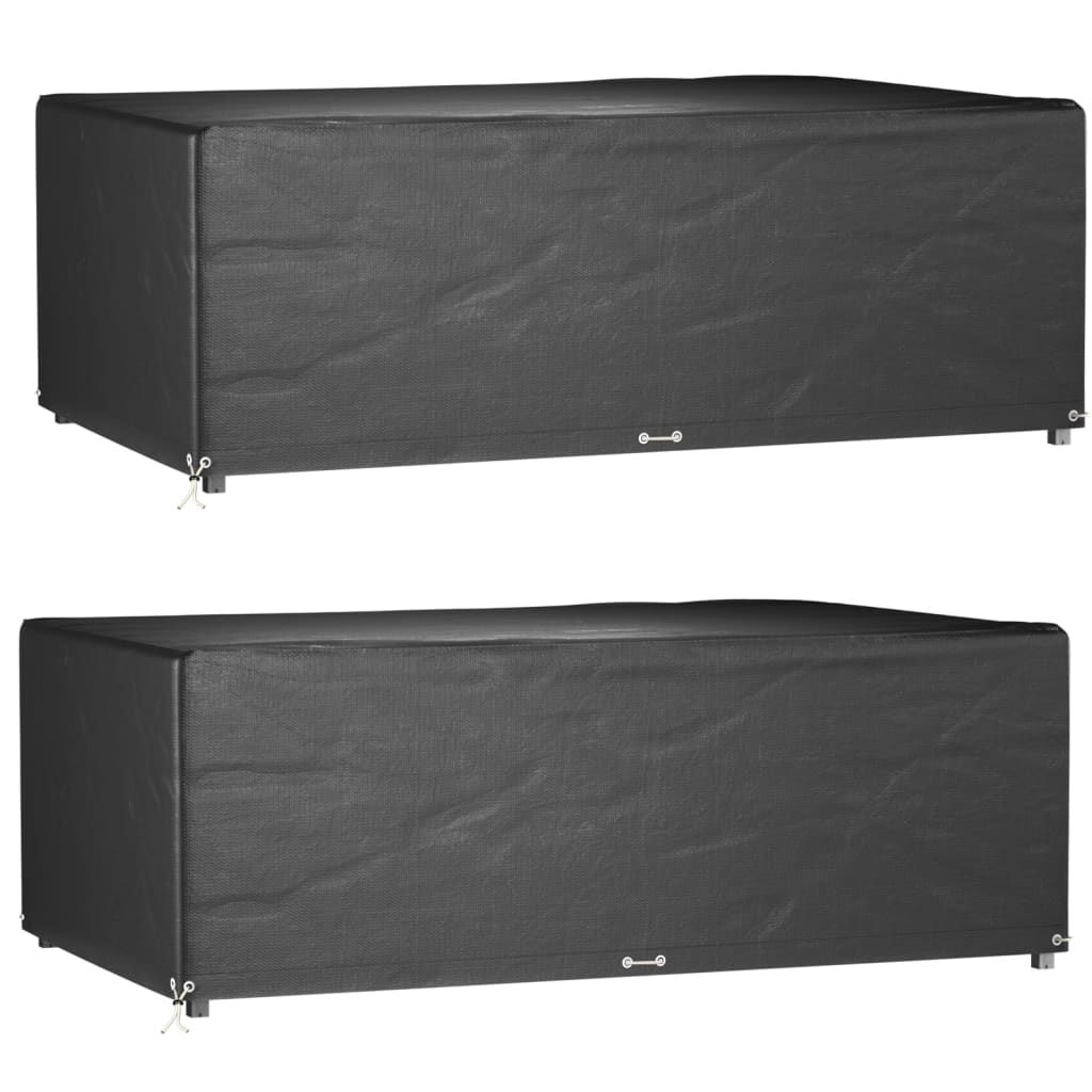 2x Pokrowiec na Meble Ogrodowe z Oczkami z Polietylenu 213x132 cm Czarny