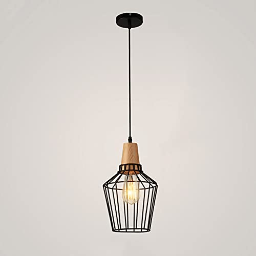 1-lampowa czarna metalowa lampa wisząca, retro industrialny styl metalowej klatki, lampa sufitowa do restauracji