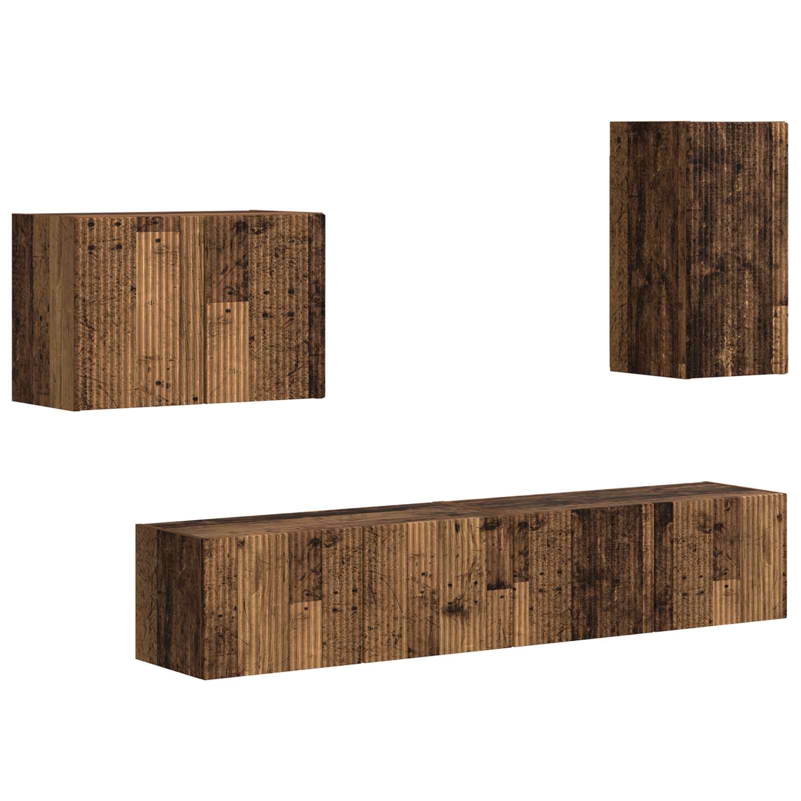 Zestaw szafki pod telewizor na ścianę 4 pcs Stare drewno