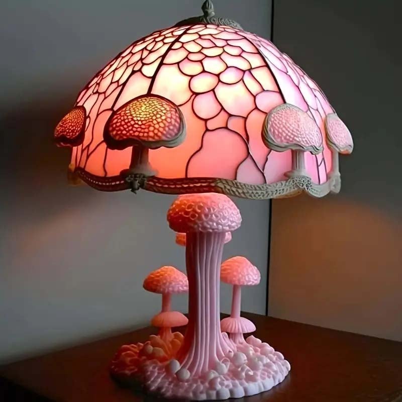 Magiczna, wielokolorowa lampka LED w kształcie grzybka, kreatywna dekoracja do domu, zasilana przez USB, z różową, kwiatową żywicą, jako lampka nocna