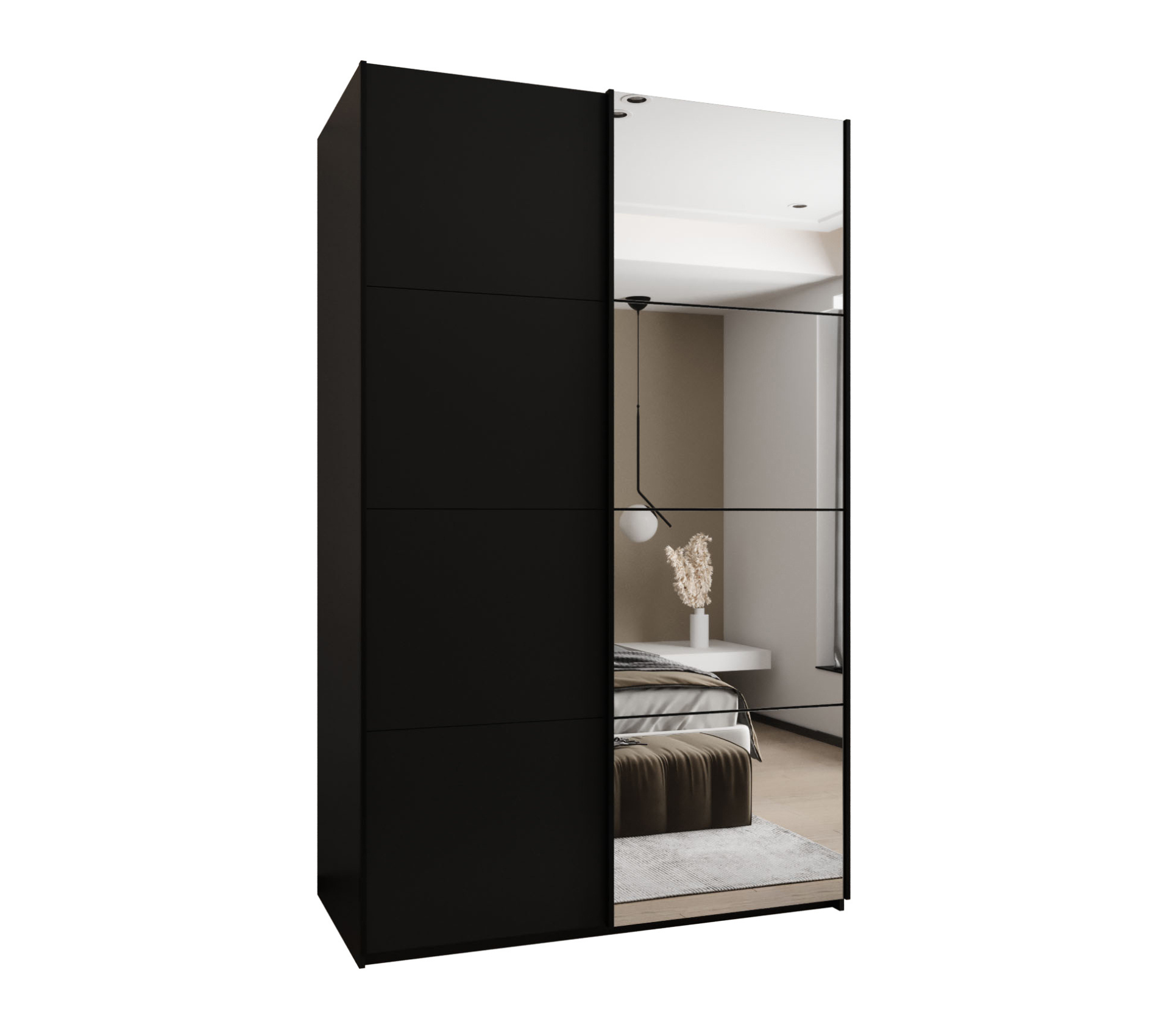 Szafa przesuwna wysoka Lux 3 150 x 64 x 245,5 cm czarny + czarny + u. czarny - Abiks Meble