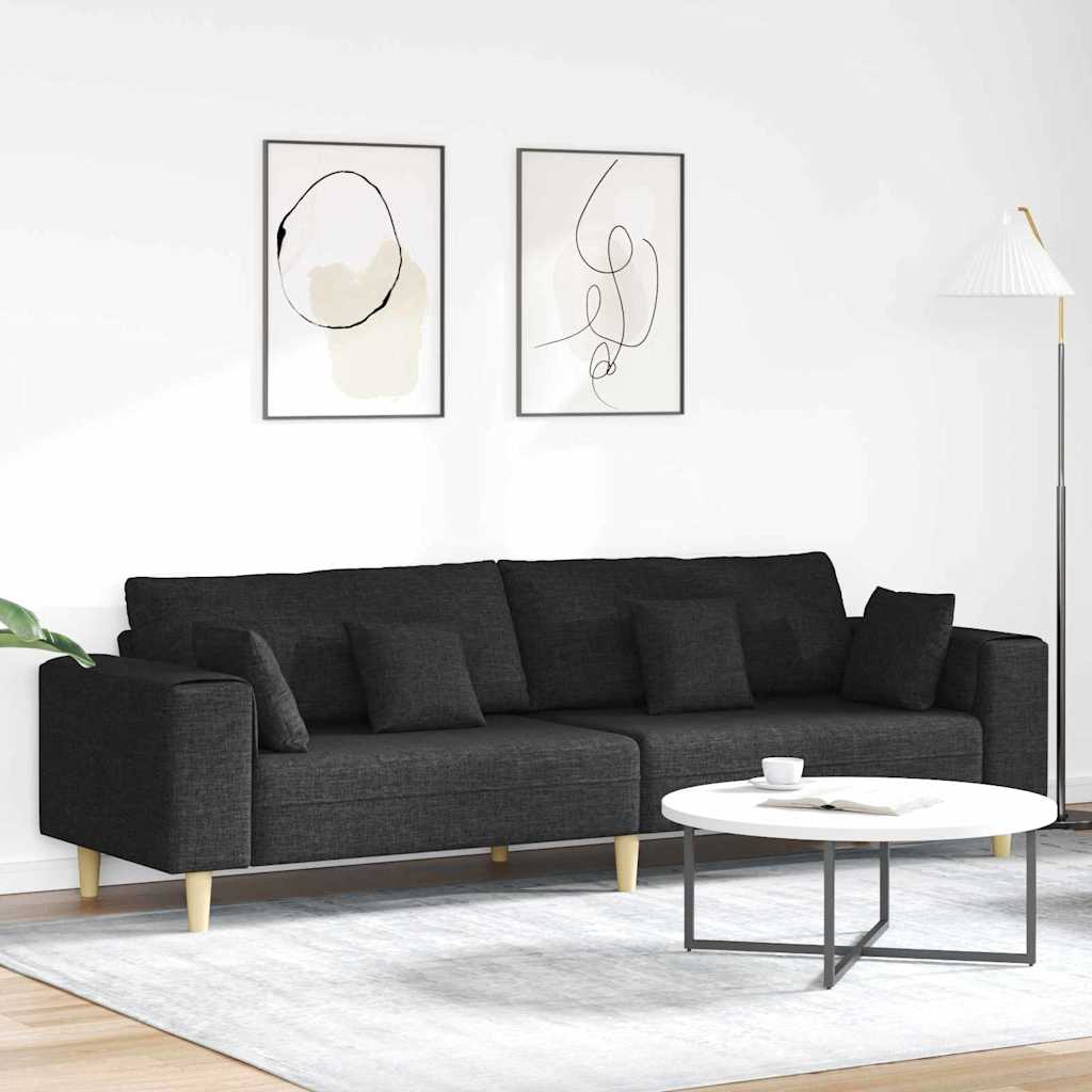Sofa z poduszką Czarny 250 x 77 x 76 cm tkanina vidaXL