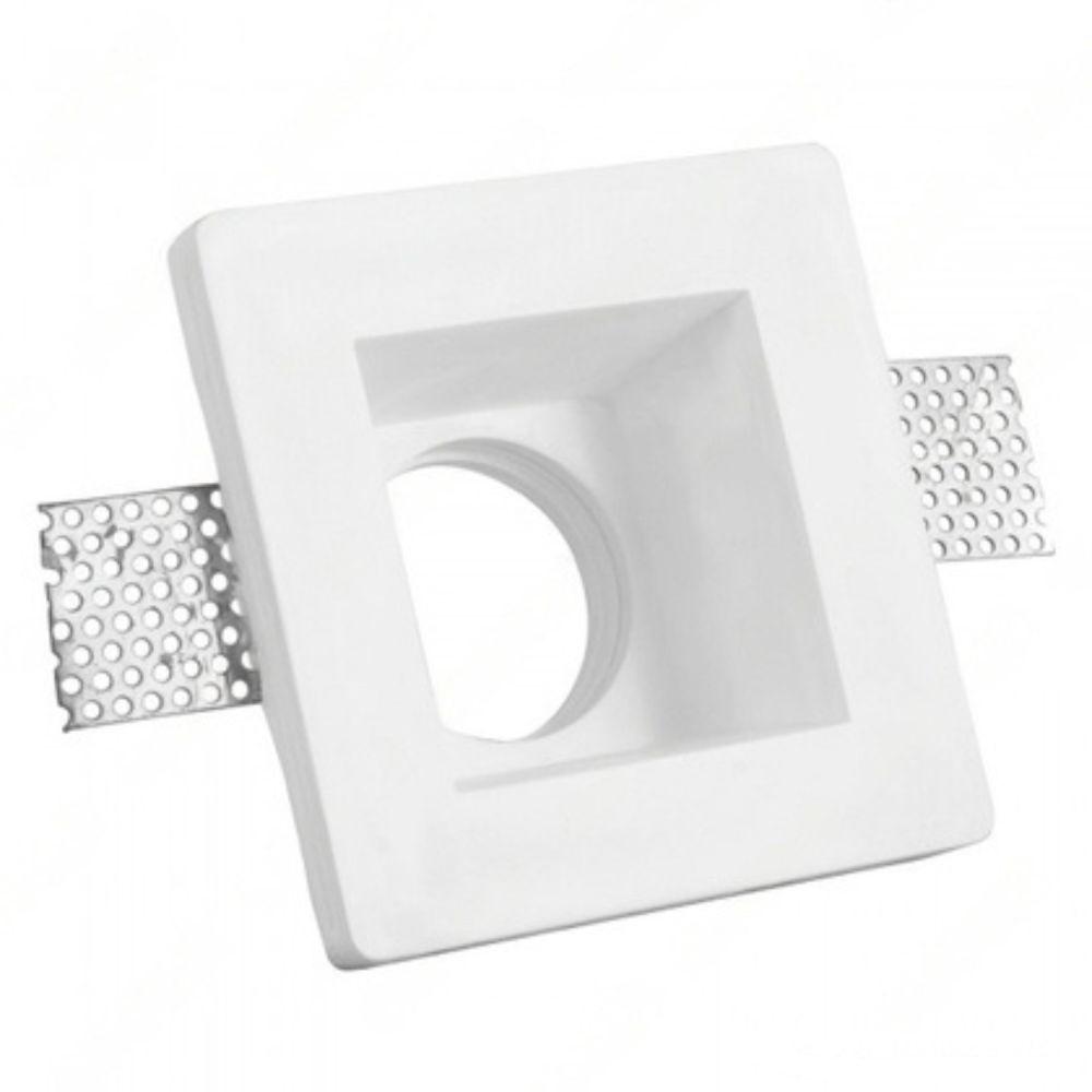 Biały kwadratowy uchwyt do reflektora wpuszczanego w tynk 120x120x60 mm do diod LED GU10 i GU53