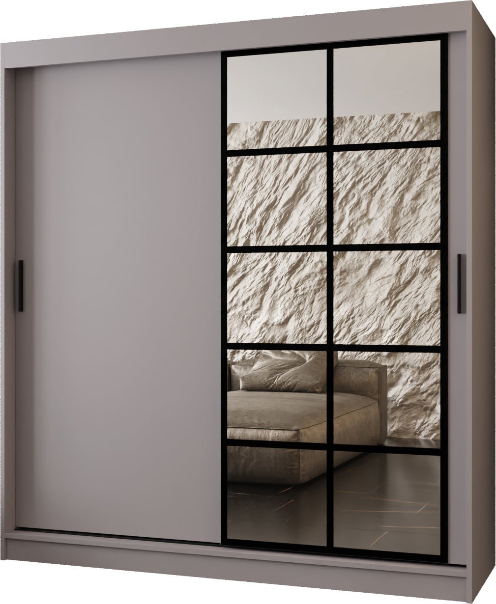 Szafa przesuwna z lustrem ORLANDO 180 x 62 x 200 kaszmir + u. czarny