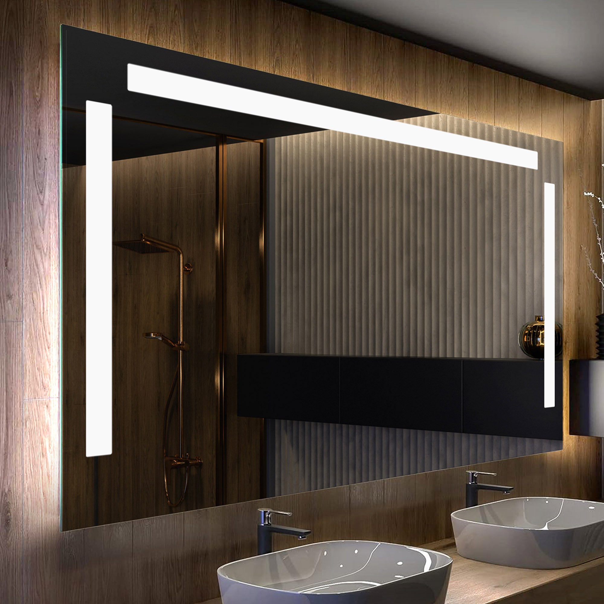 Lustro z podświetleniem LED do łazienki (200x80 cm) Jasne lustro LED z chłodnym białym oświetleniem
