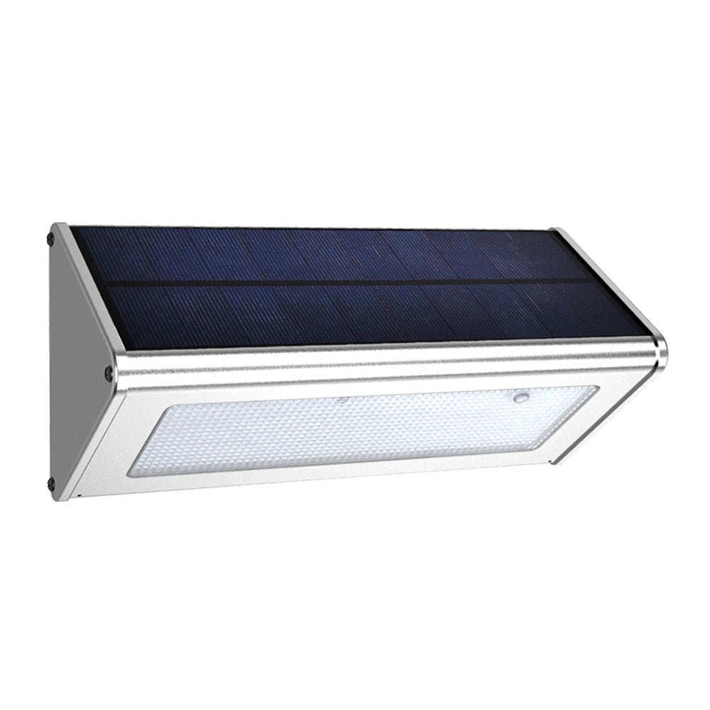 Lampa solarna LED do użytku na zewnątrz z indukcją, oświetlenie zewnętrzne, obudowa z aluminium, 4 tryby, wysoka jasność, kinkiet o teksturze.