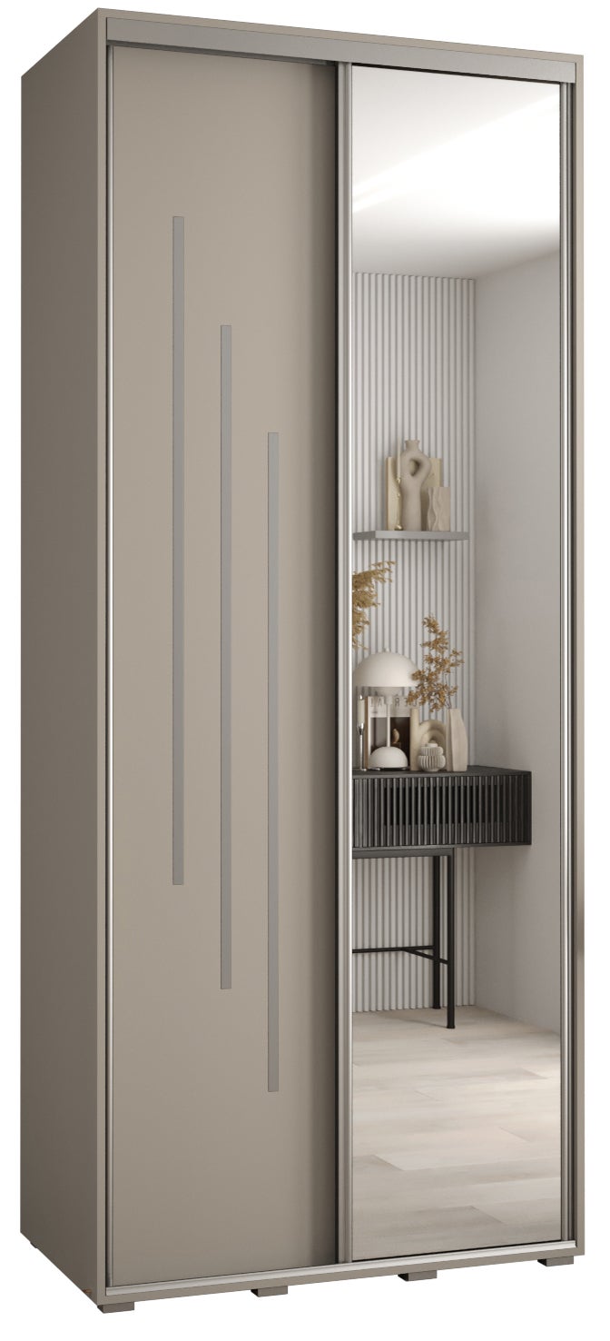Szafa przesuwna z lustrem wysoka Dakota 9 120 x 60 x 235,2 cm kaszmir + u. Srebrny - Abiks Meble