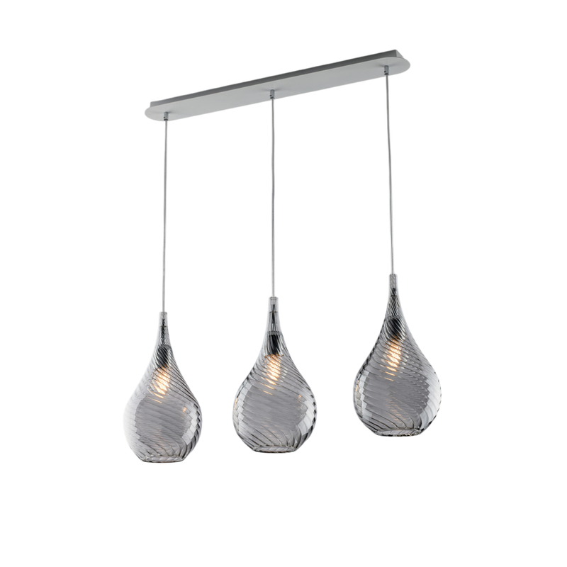 Binario in ferro con vetri grigio pyrex 3 luci H.41 - MAX 141 - L.75 X 10