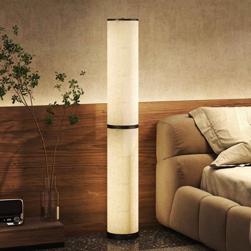 Lampa podłogowa z pilotem i regulacją temperatury barwowej (3000-6000K), abażur materiałowy, Ø20 x 135 cm, kolor beżowy