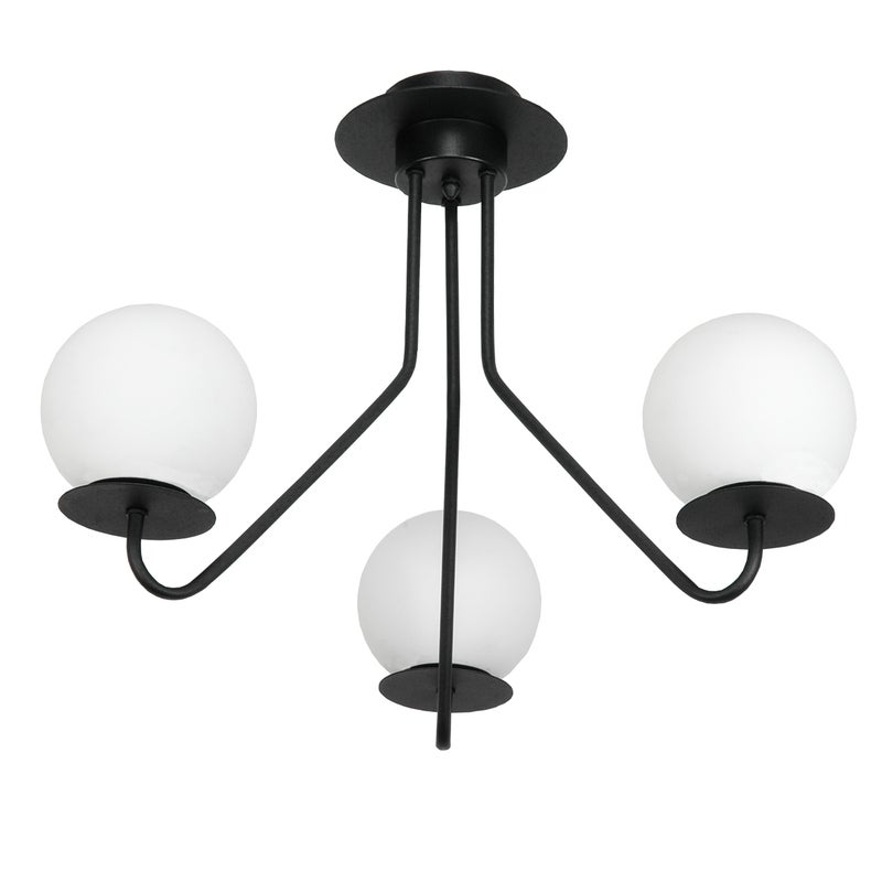 Żyrandol czarny industrialny LUPIA do salonu 3xE27 kule białe 55x55x44cm Edylit