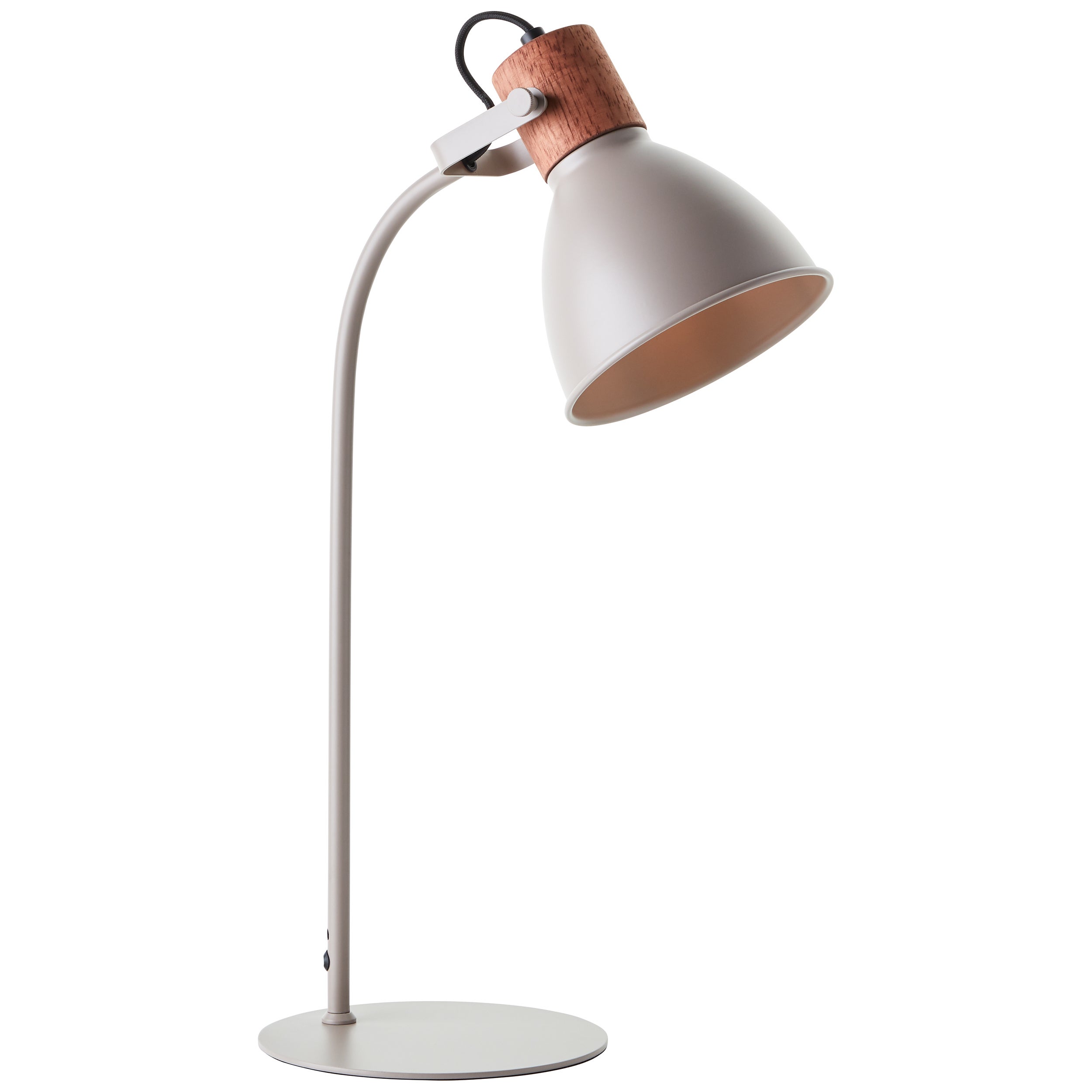 Brilliant Erena lampa stołowa 52cm taupe metal/drewno włącznik sznurkowy 1x A60, E27, 40 W, pasuje do zwykłej żarówki (brak w zestawie)