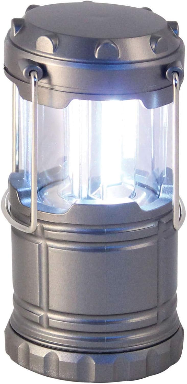 IC207 Lampa LED 200 lumenów. Rozkładana lampa kempingowa, możliwość zawieszenia, super jasna do wędrówek, wędkowania, trekkingu, plastikowa, szara