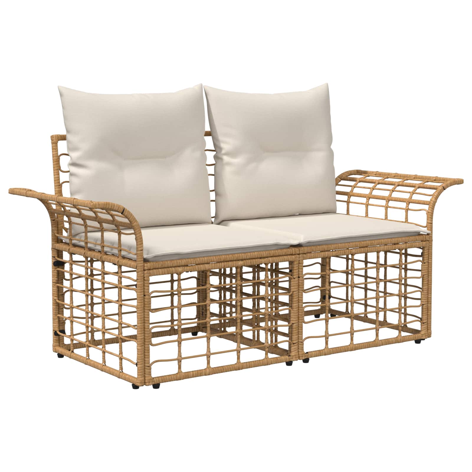 Ogrodowy loveseat 2 pcs Naturalny i Kremowy Biały polirattan