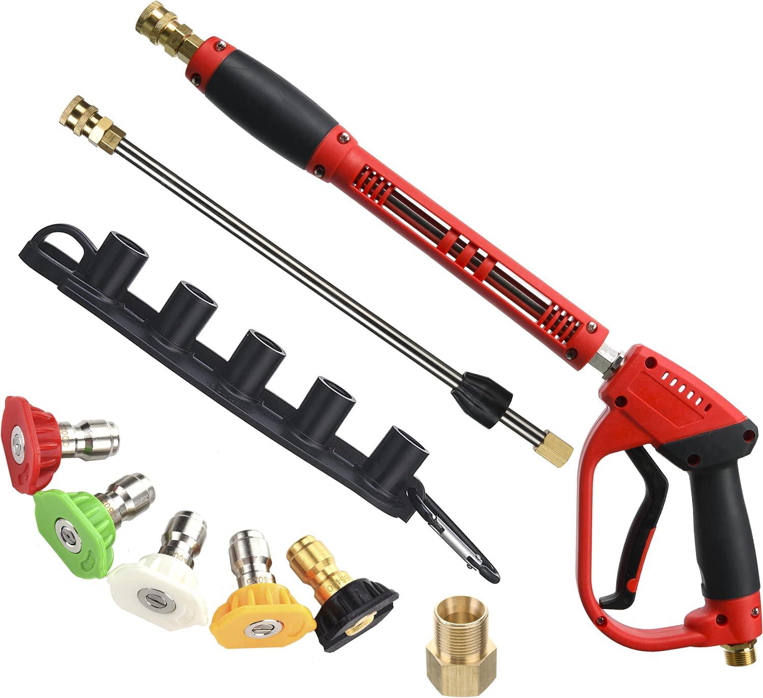 Pistolet do myjki wysokociśnieniowej z przedłużką zamienną, 5 dysz, złącze M22, 40 cali, 5000 psi