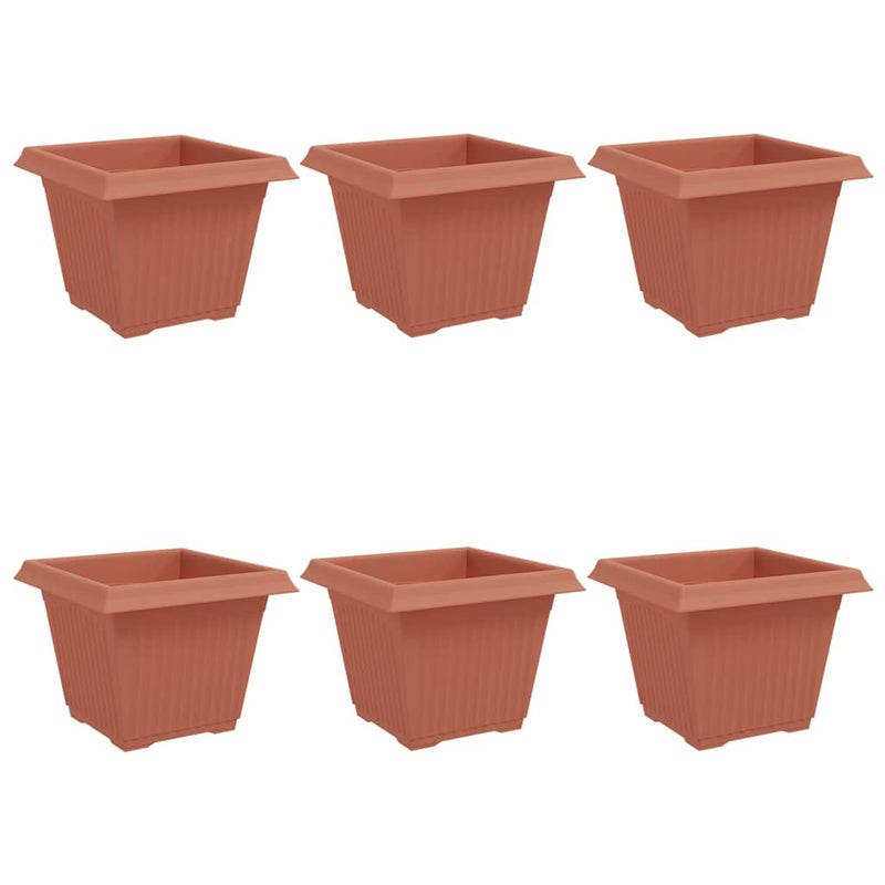 Kwadratowa doniczka na kwiaty 6 pcs Czerwony ceglasty