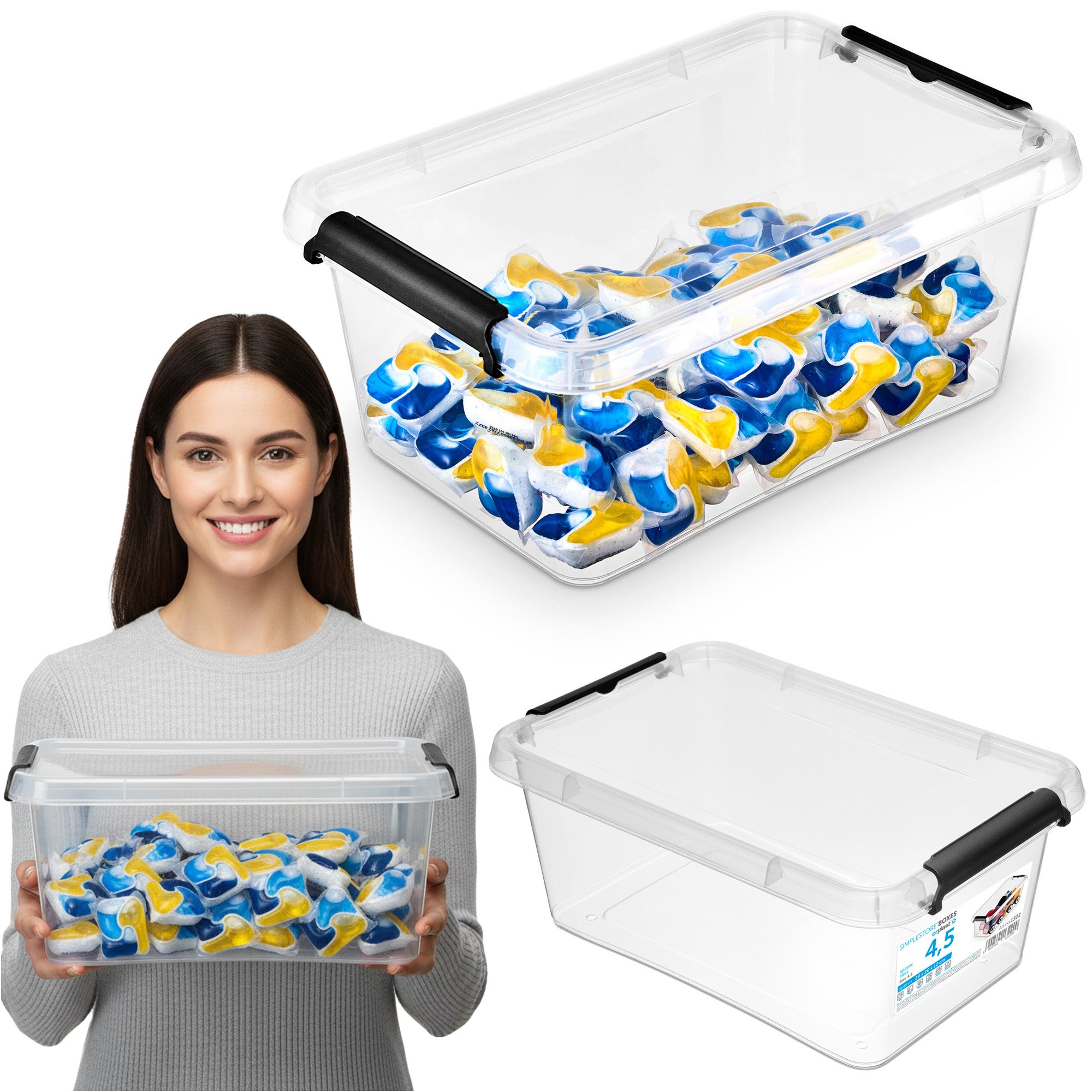 Pojemnik Plastikowy Pudełko Plastikowe Zamykany Z Pokrywką Pudło Box Do Przechowywania Na Akcesoria Ubrania Zabawki 4,5 L