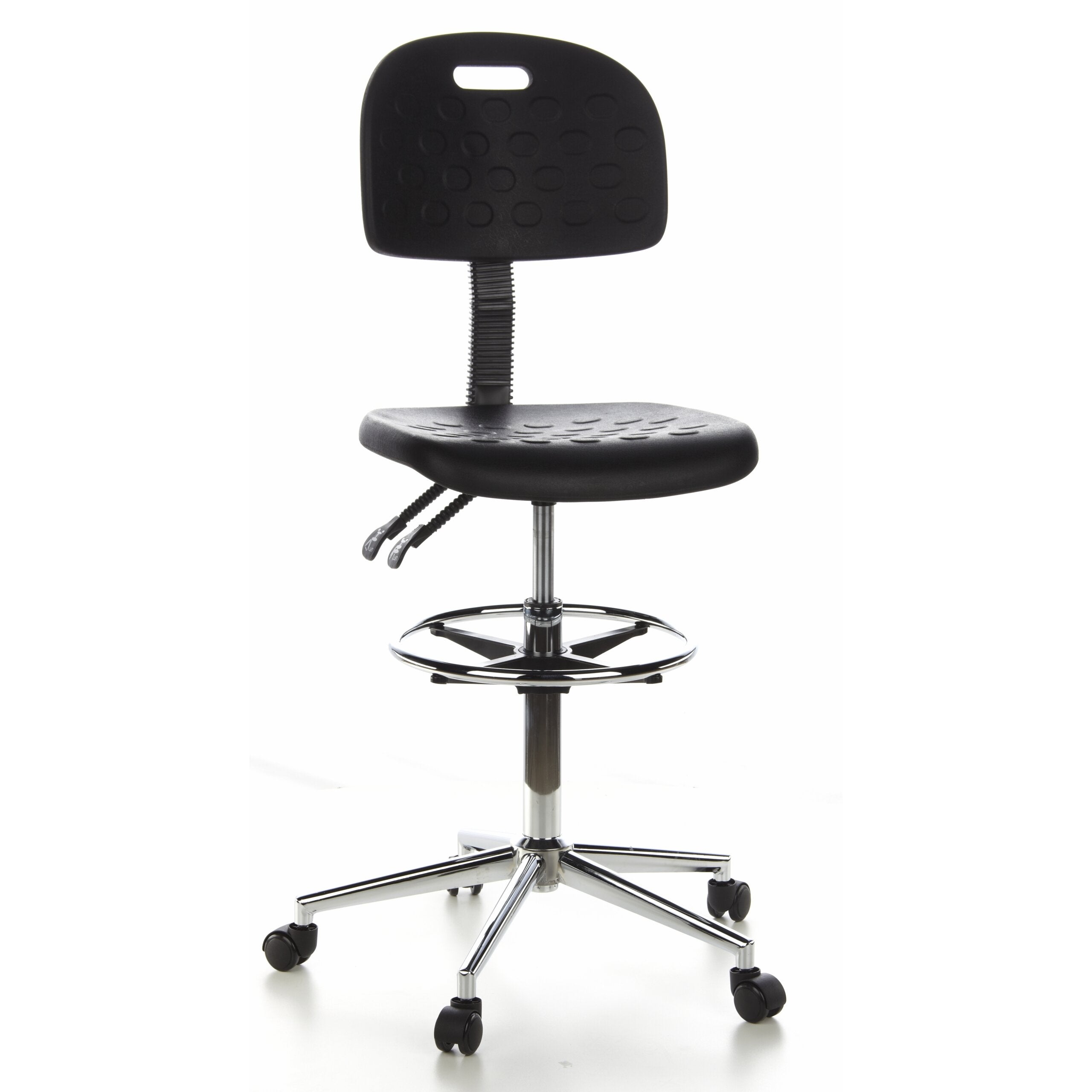 Stołek / stołek obrotowy / krzesło robocze TOP WORK 23 twarda pianka czarny chrom hjh OFFICE
