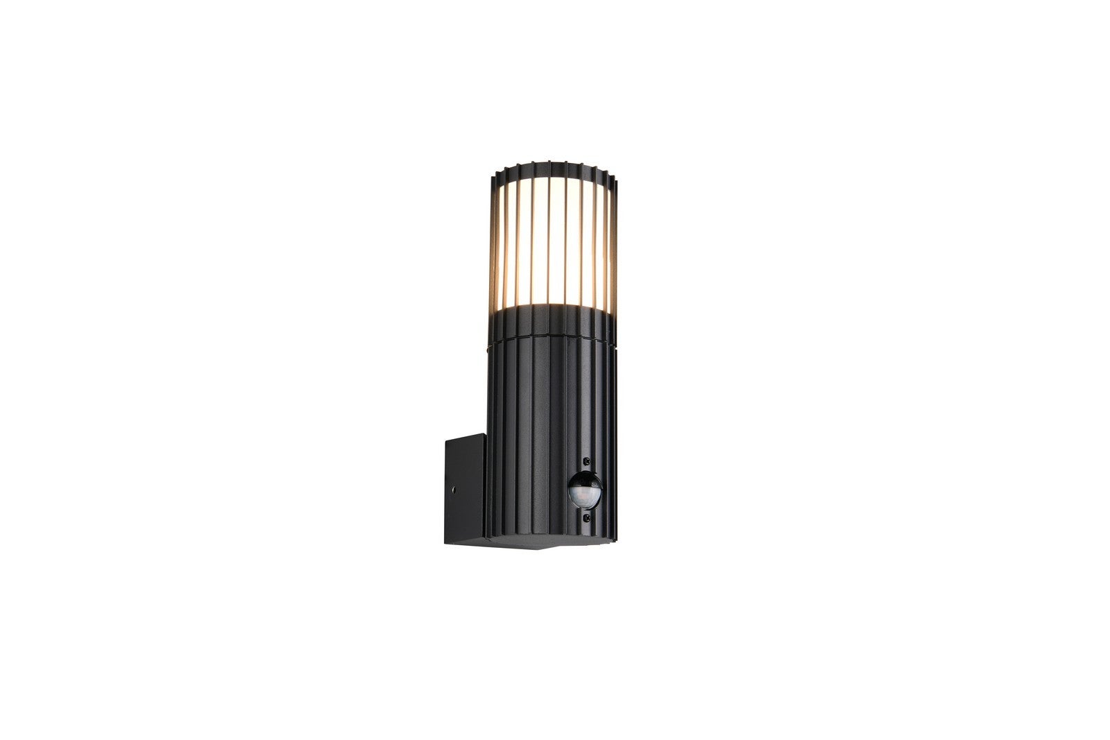 Kinkiet zewnętrzny prążkowana tuba z czujnikiem VOLGA czarny 1xE27x25W aluminium wym:23,5x8,5x12cm IP54 Trio