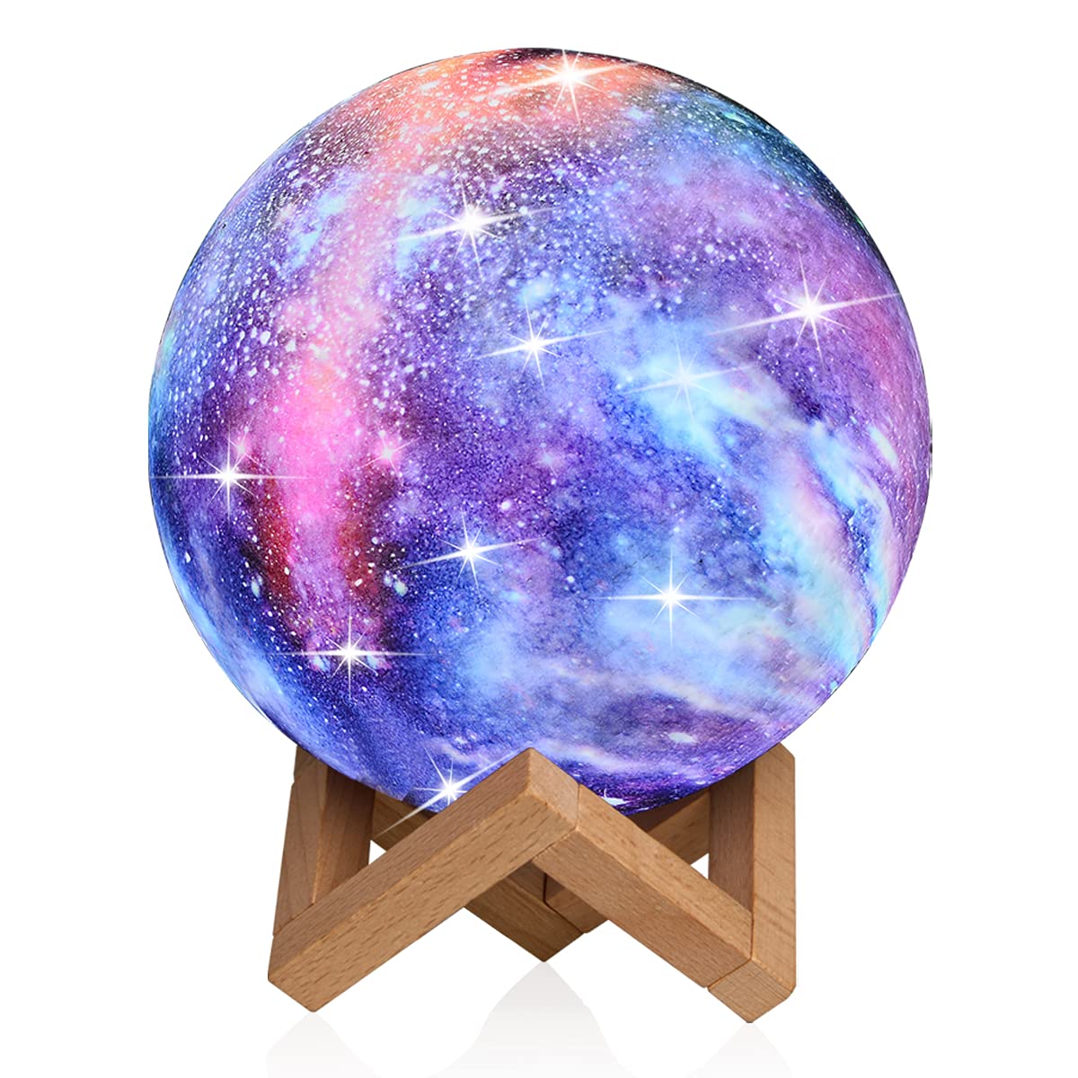 Lampa Galaxy Moon, wielokolorowa, sterowana pilotem, ze stojakiem - Dekoracyjna lampa do sypialni, zabawna lampka nocna dla dzieci (12 cm)