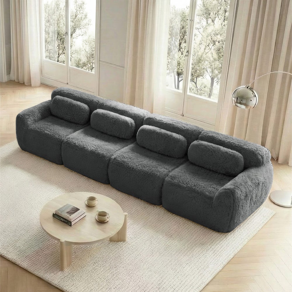 Sofa modułowa 4-osobowa, tkanina premium pluszowa, bezramowa, Cloud Comfort, pianka o wysokiej sprężystości