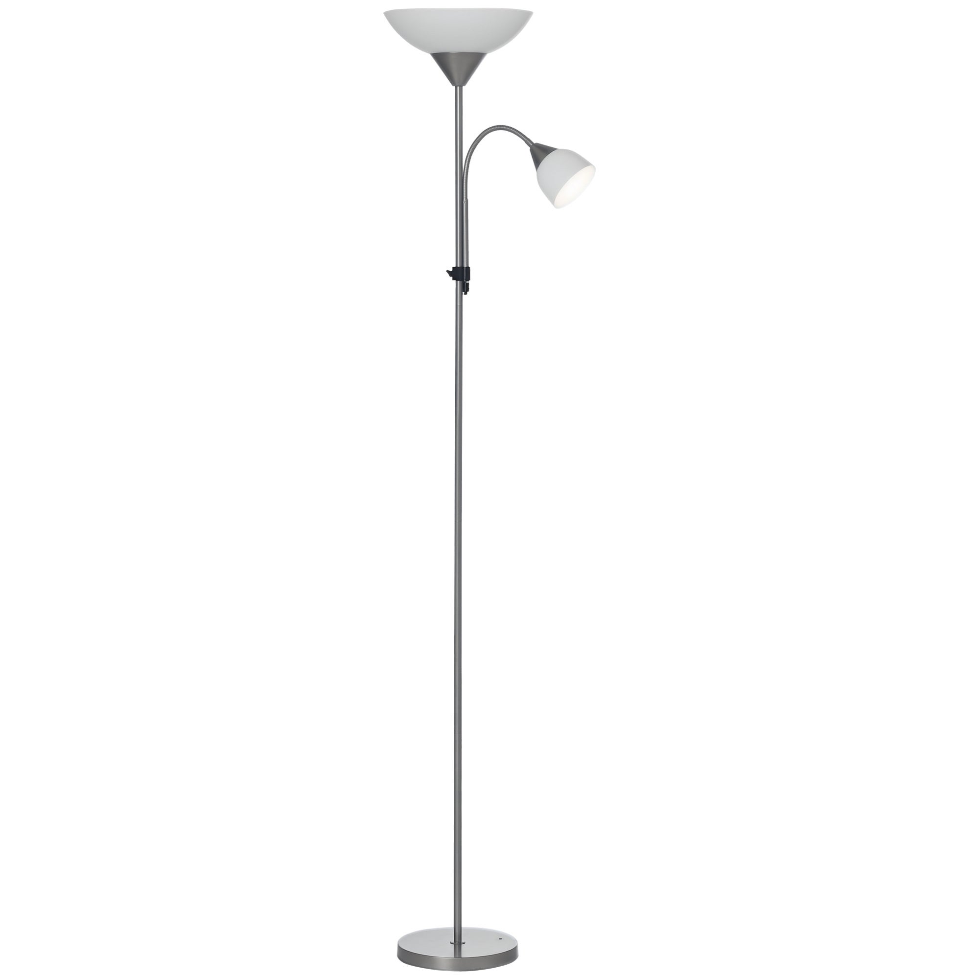 Lampa podłogowa, lampa do salonu z dwoma głowicami (gwinty E27 i E14), podstawa metalowa, wymiary: Ø28 x 179,5 cm wys.