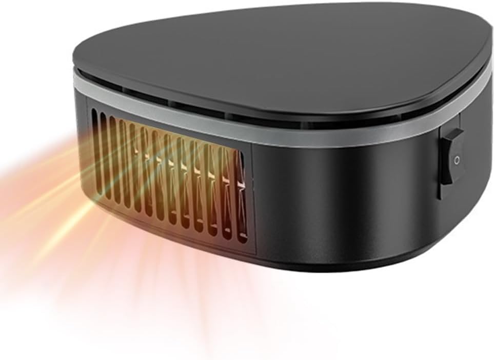 Ogrzewacz samochodowy, 12 V, 120 W, termowentylator samochodowy, 2 w 1, obrotowy 360°, z obrotową podstawą, wtyczka do zapalniczki (czarny)