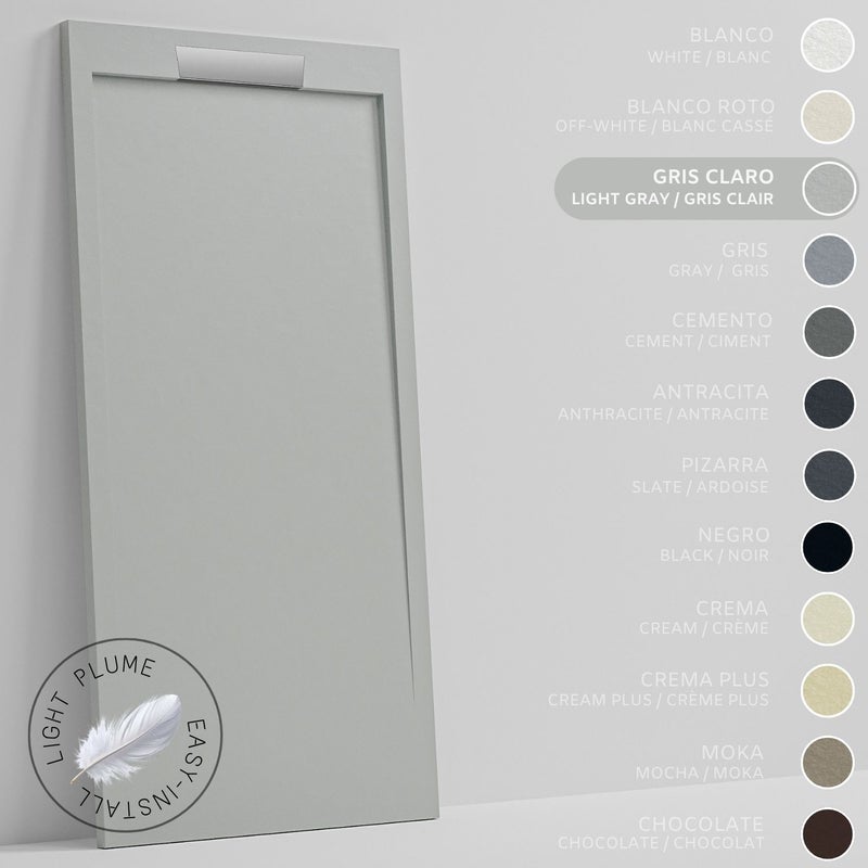 SOULHOME Lekki Brodzik z Żywicy tekstura Łupka – jasnoszary– 120x80- Niski 3cm– Elegancki
