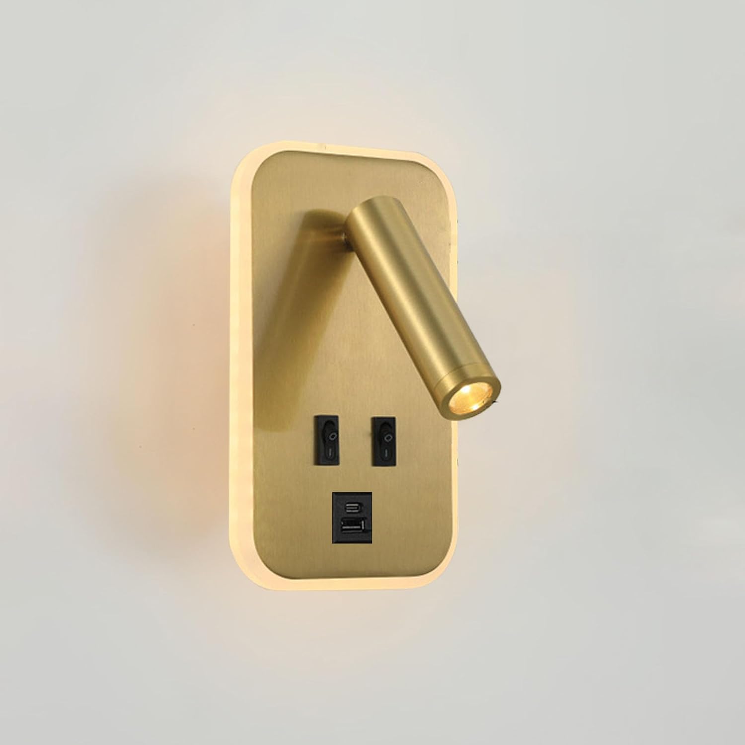 Kinkiet LED z włącznikiem - z portem ładowania USB - kinkiet wewnętrzny, obrót 350°/90° - kinkiet do sypialni - 3000K (3W+10W)