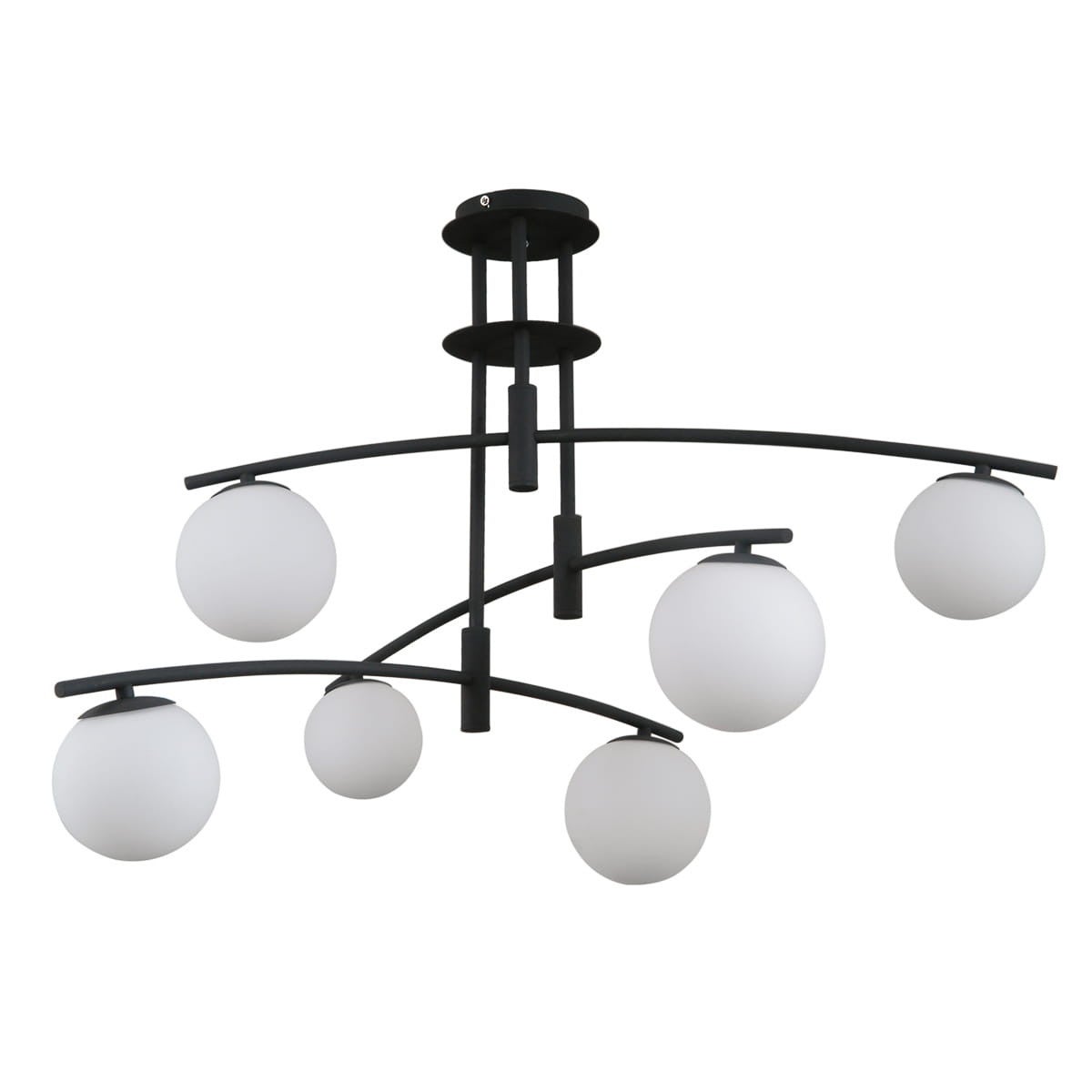 Lampa wisząca Senai czarno-biała 6xG9x5W nowoczesny wym: 58,5 x 91,5 x 91,5 cm szkło Italux